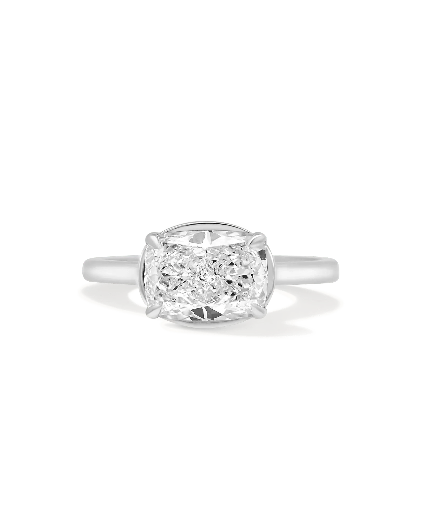 East West Engagement Ring 2.50 Carat Lab-grown Elongated Cushion Diamond | 14kt White Gold