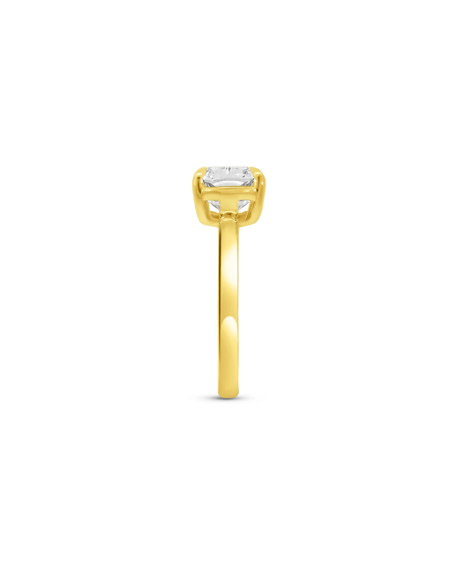 East West Engagement Ring 3.00 Carat Lab-grown Elongated Cushion Diamond | 14kt Yellow Gold