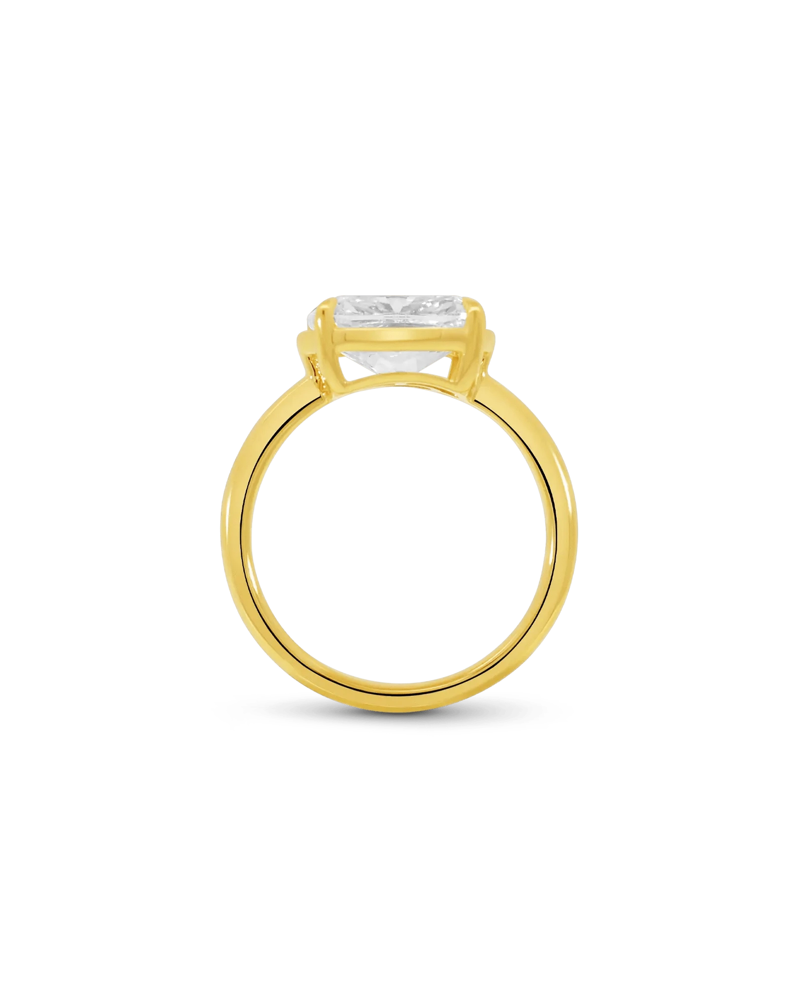 East West Engagement Ring 3.00 Carat Lab-grown Elongated Cushion Diamond | 14kt Yellow Gold