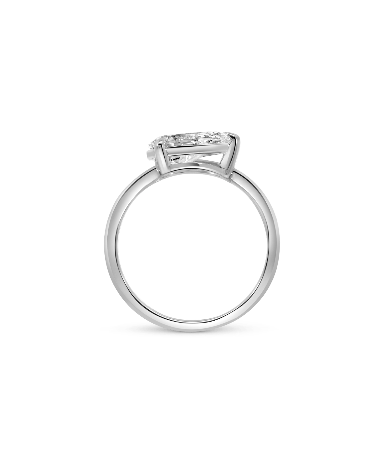 East-West Solitaire Engagement Ring 1.50 Carat Lab-grown Pear Shaped Diamond | 14kt White Gold