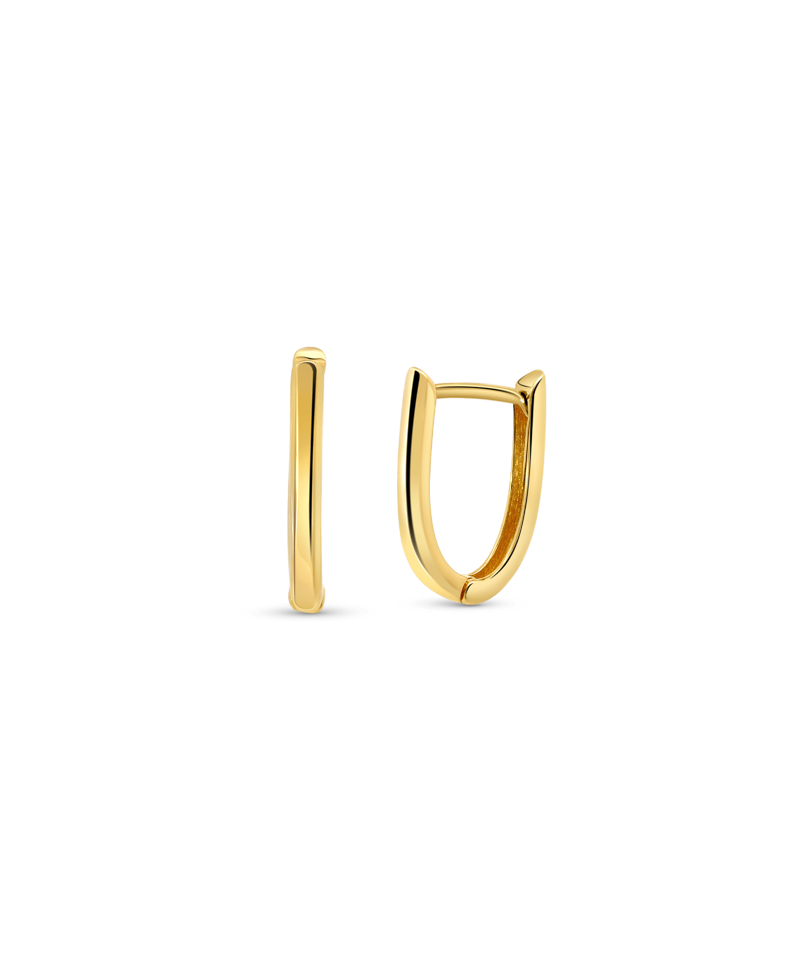 Elongated Huggie Hoop Earrings | 10kt Yellow Gold