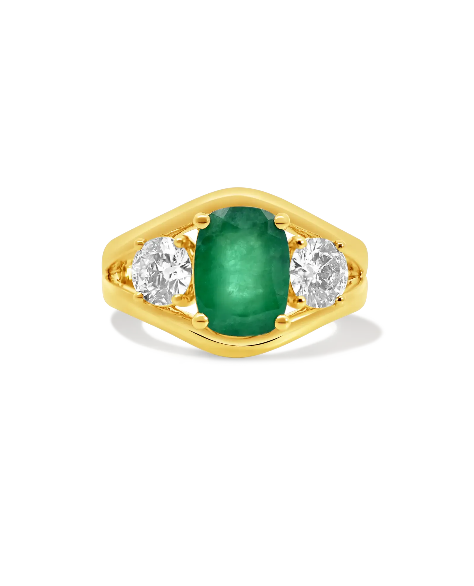 Emerald & 1.0 Carat TW Diamond Ring | 14kt Yellow Gold