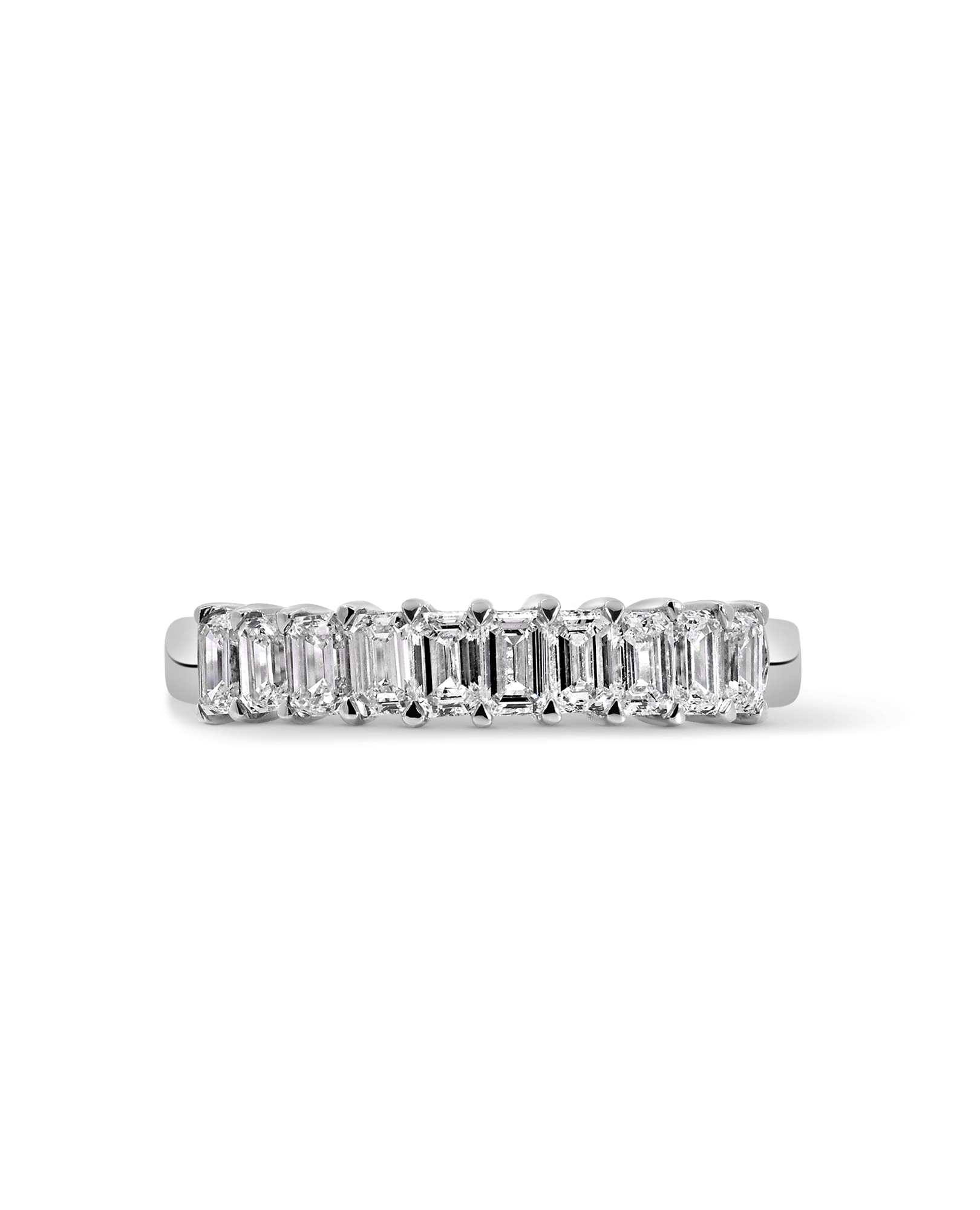 Emerald Cut Pave Wedding band 1.00 Carat TW Lab-grown Diamond | 14kt White Gold