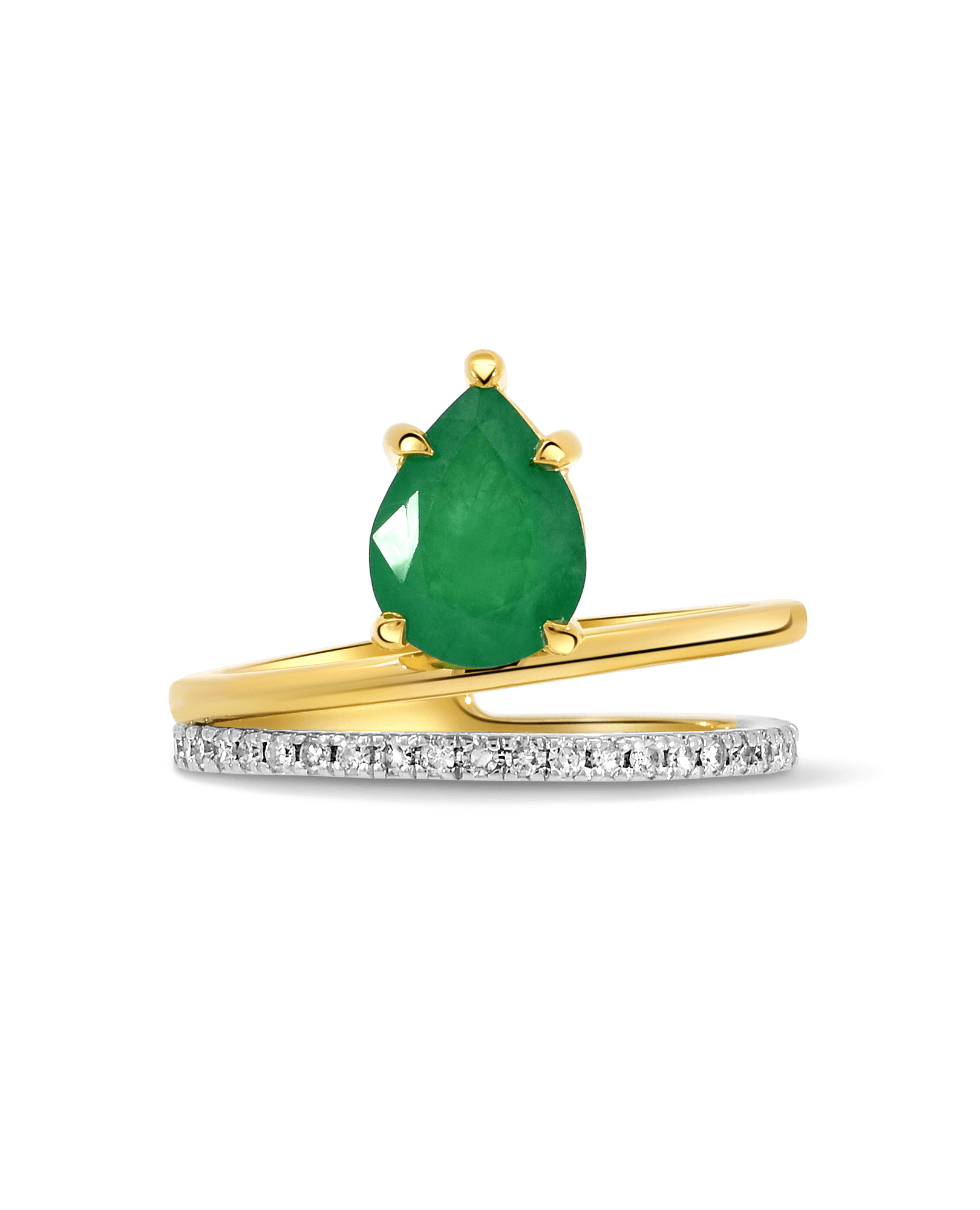 Emerald Ring & .20 Carat TW Diamond | 14kt Yellow Gold