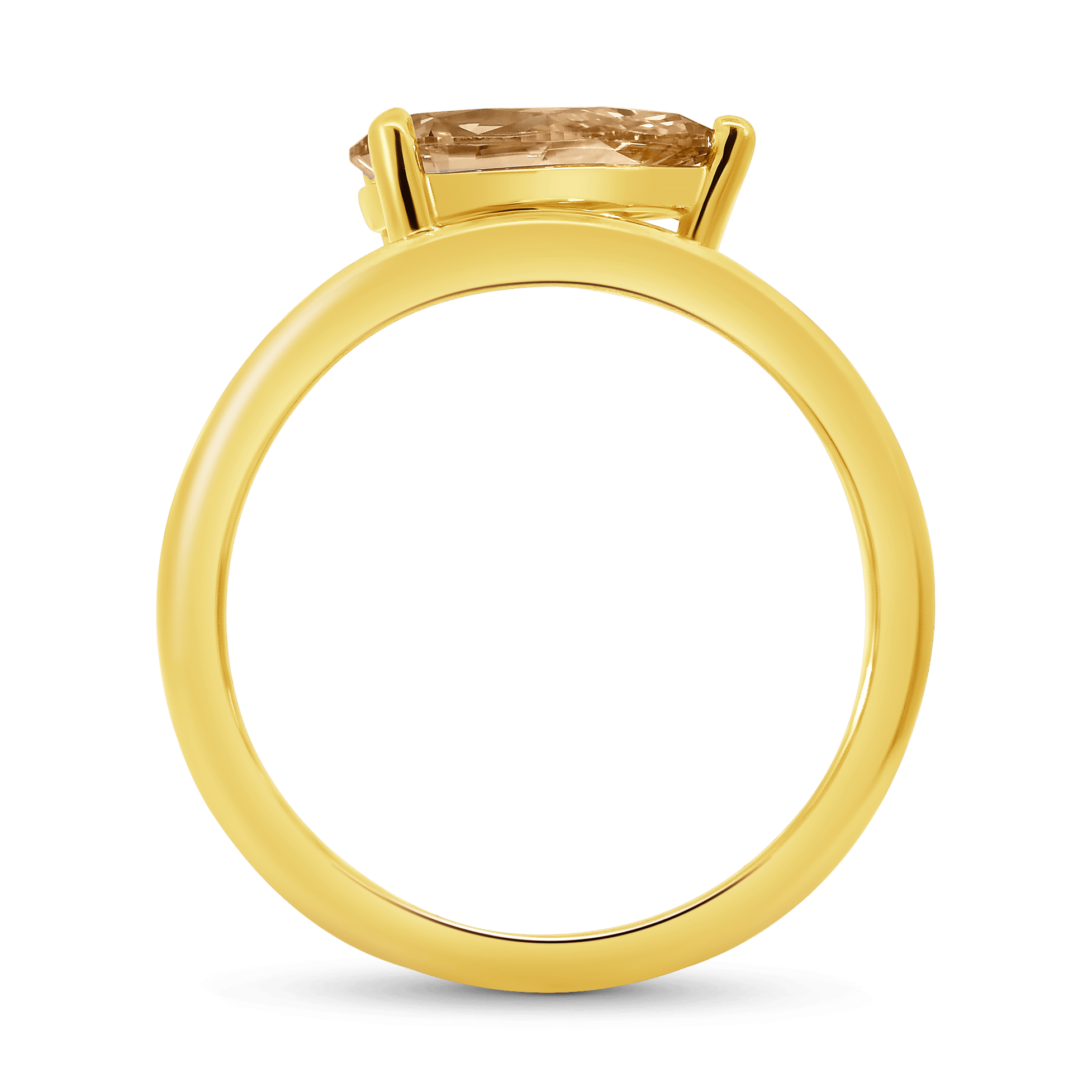 Engagement Ring 1.45 Carat TW Lab-grown Pear Champagne Diamond | 14kt Yellow Gold