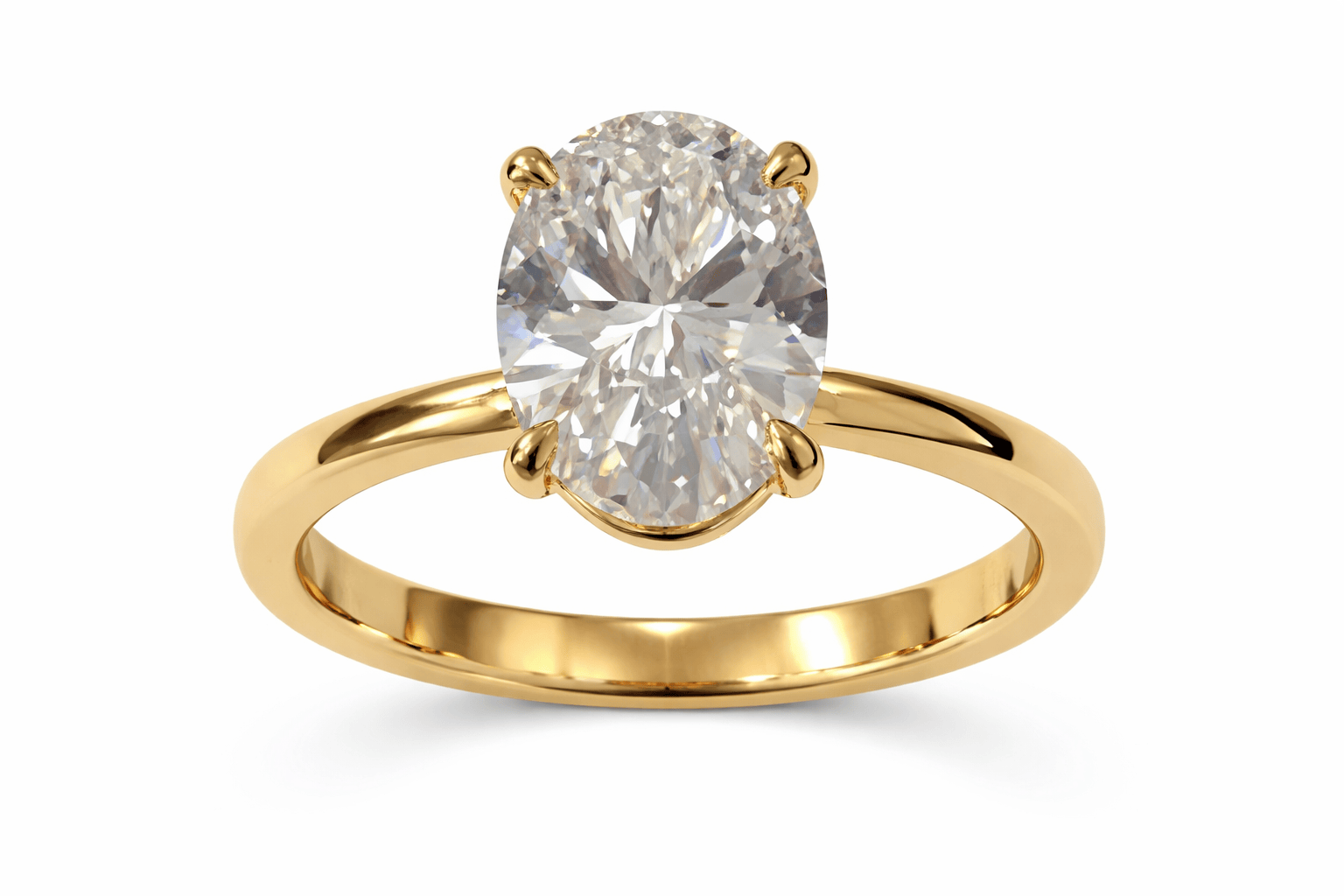 Engagement Ring 2.00 Carat TW Lab-grown Oval Diamond | 14kt Yellow Gold