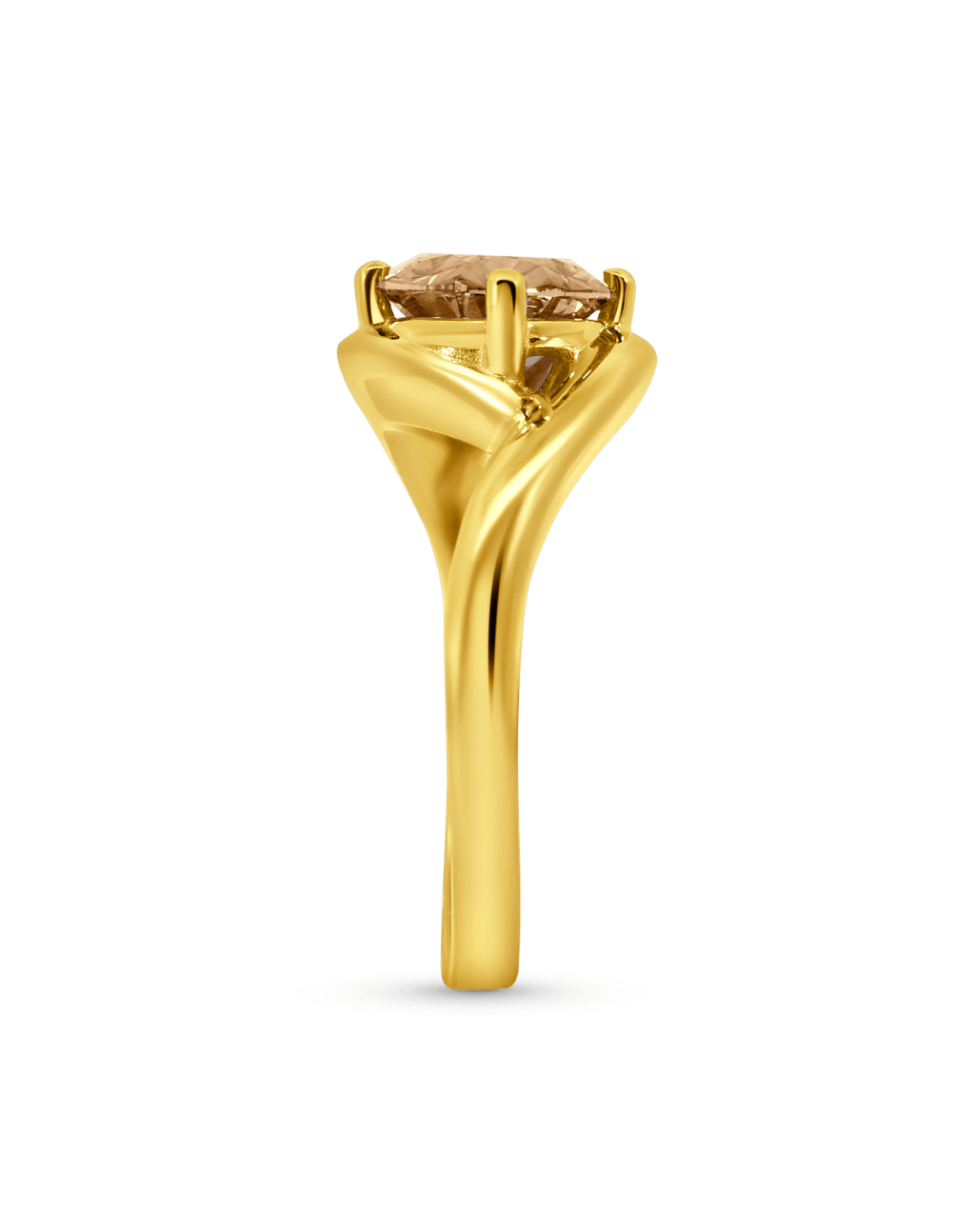Engagement Ring 2.01 Carat TW Lab-grown Oval Champagne Diamond | 14kt Yellow Gold