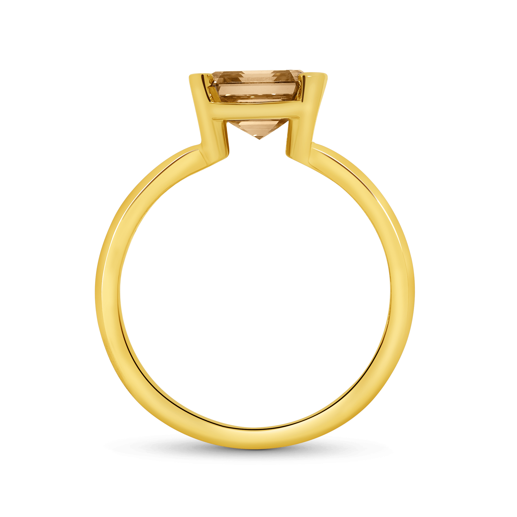 Engagement Ring 2.12 Carat TW Lab-grown Asscher Cut Champagne Diamond | 14kt Yellow Gold