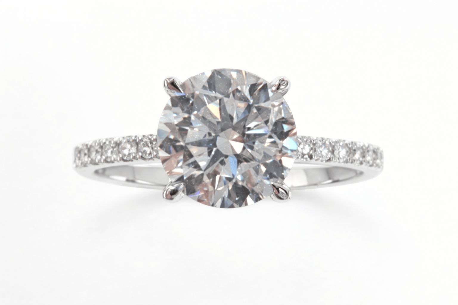 Engagement Ring 2.45 Carat TW Lab-grown RB Diamond with Hidden Halo | 14kt White Gold