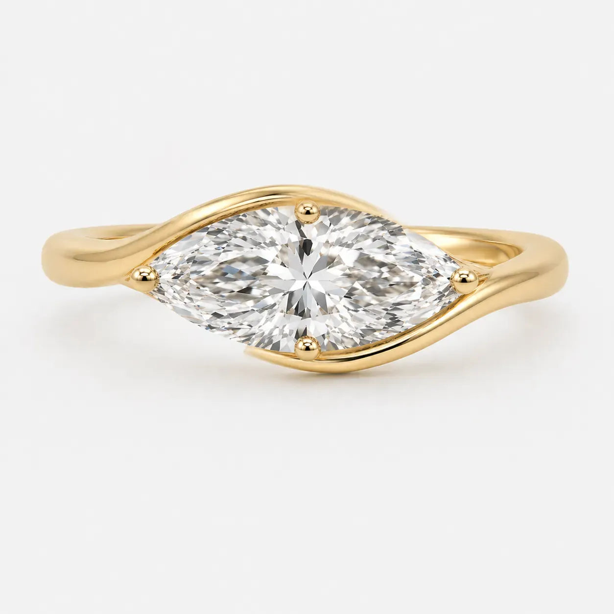 Engagement Ring 2.52 Carat TW Lab-grown Marquise Diamond | 14kt Yellow Gold