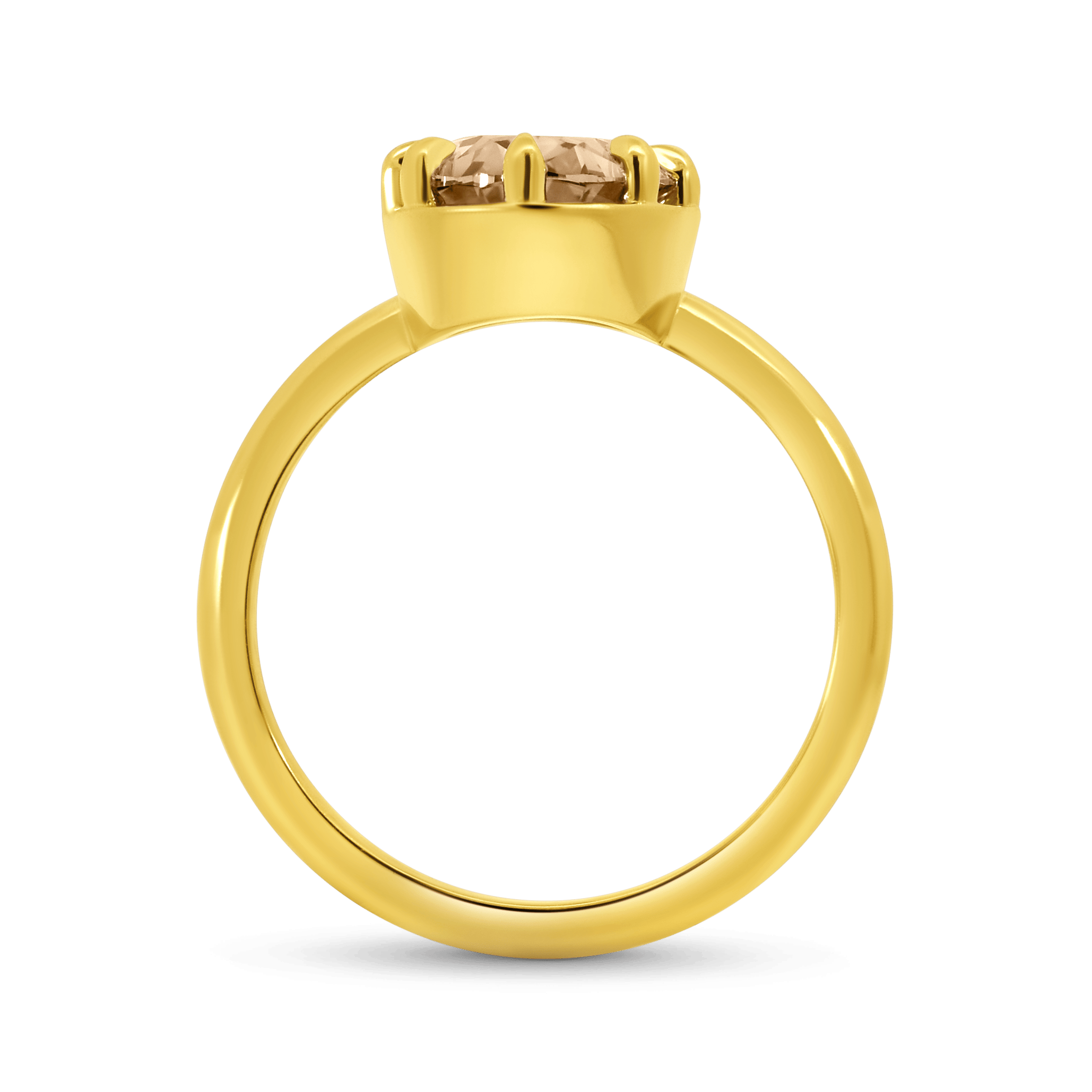 Engagement Ring 2.97 Carat TW Lab-grown Oval Champagne Diamond | 14kt Yellow Gold