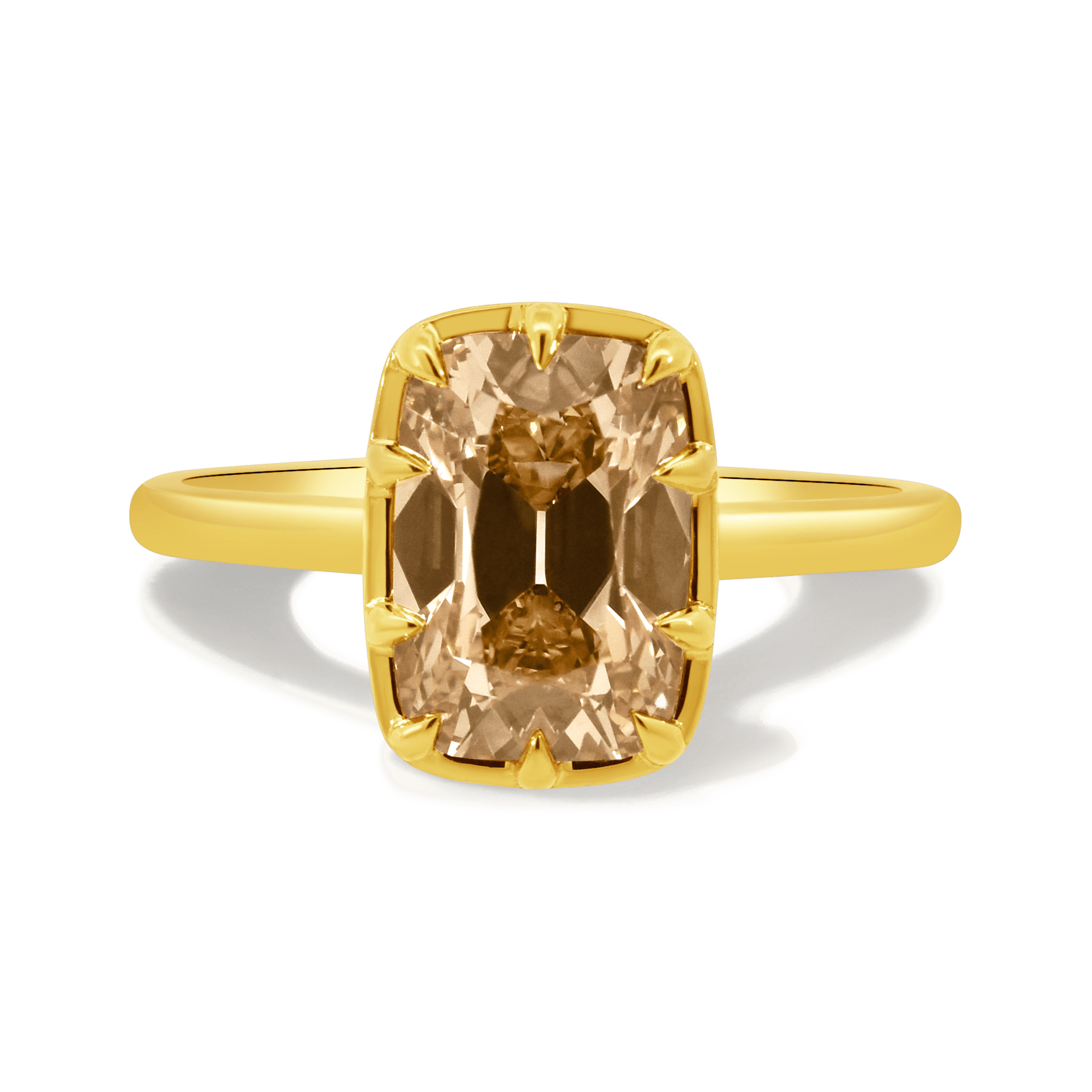 Engagement Ring 3.02 Carat TW Lab-grown Elongated Cushion Old Mine Cut Champagne Diamond |14kt Yellow Gold
