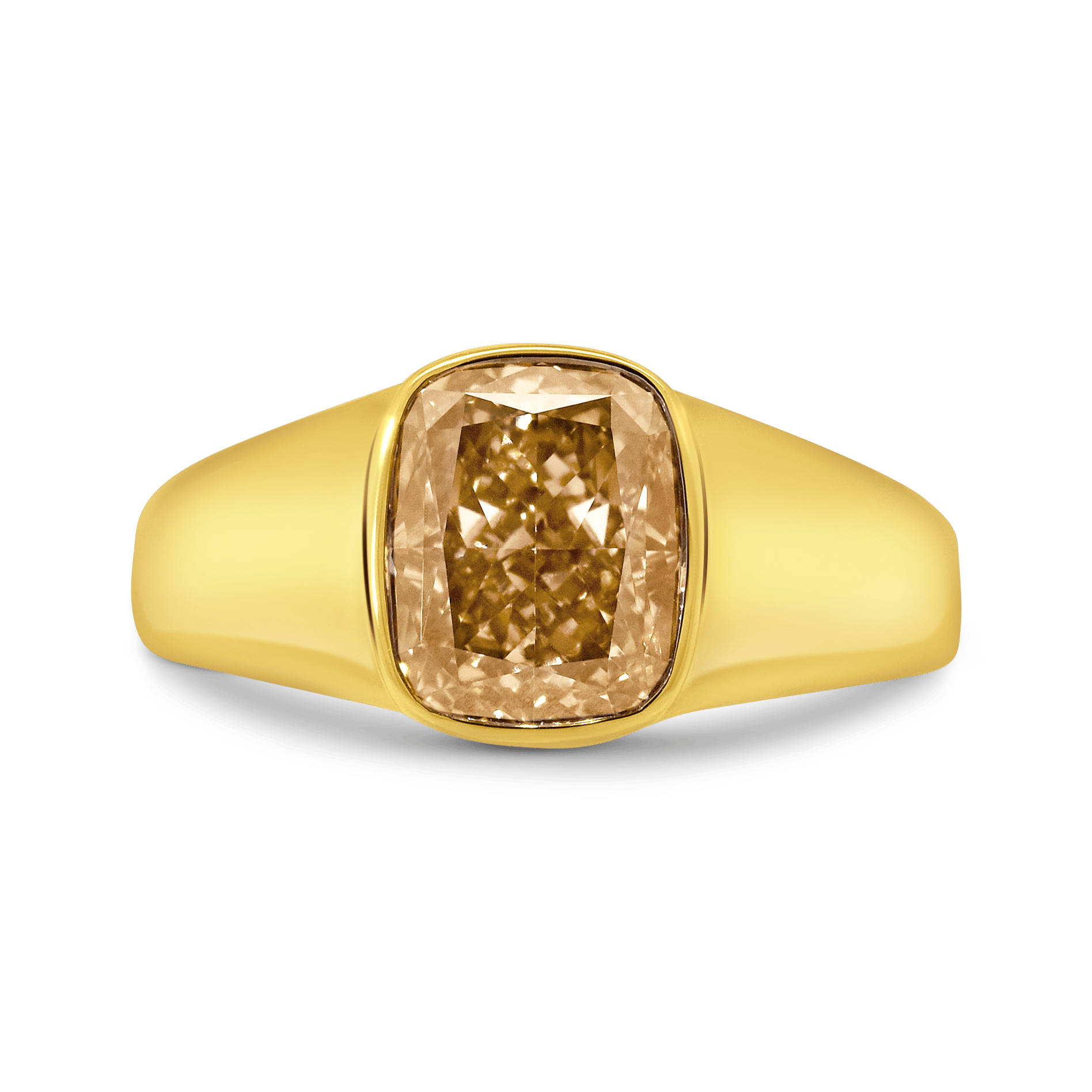 Engagement Ring 3.05 Carat TW Lab-grown Elongated Cushion Cut Champagne Diamond | 14kt Yellow Gold