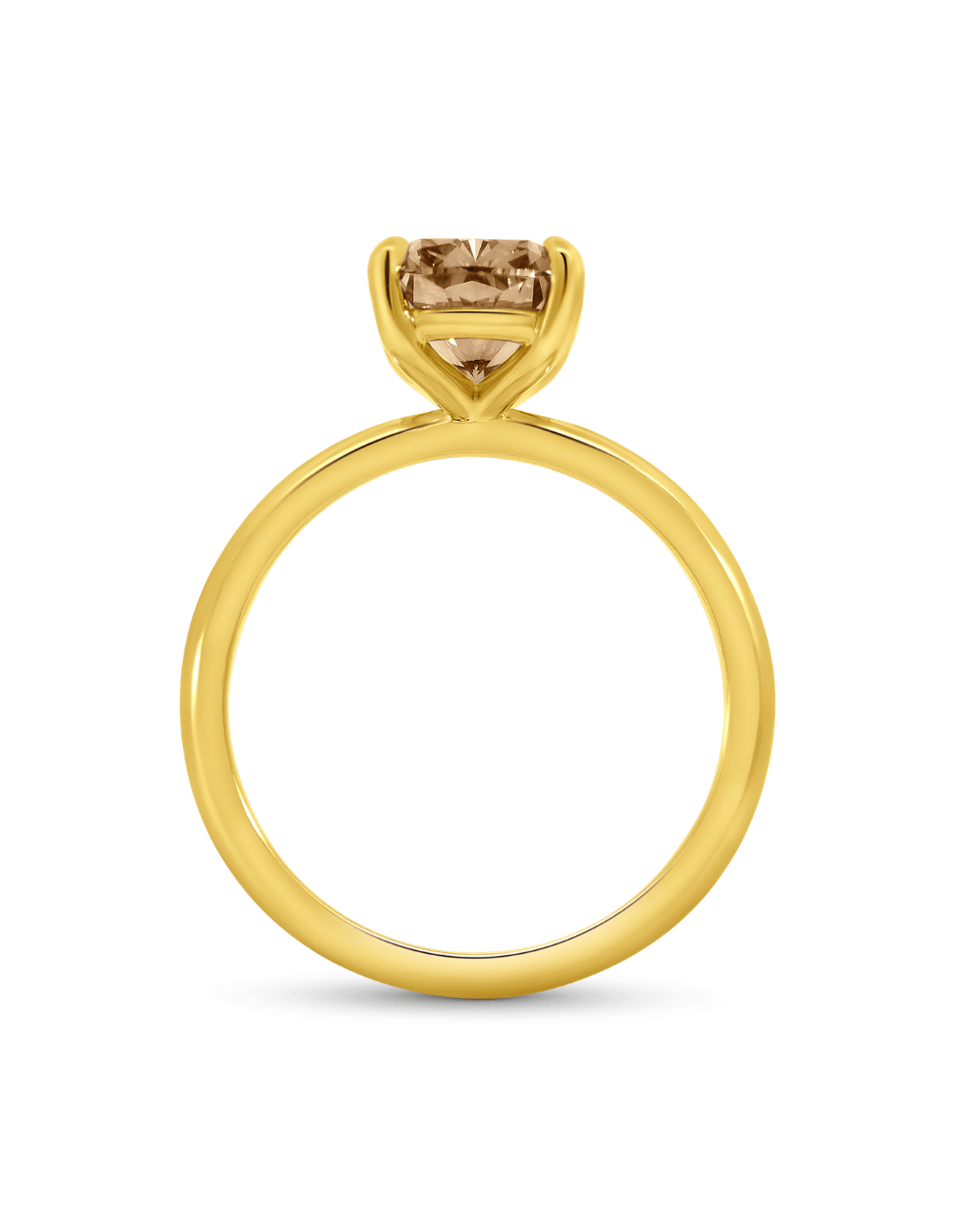 Engagement Ring 3.09 Carat TW Lab-grown Cushion Cut Champagne Diamond | 14kt Yellow Gold