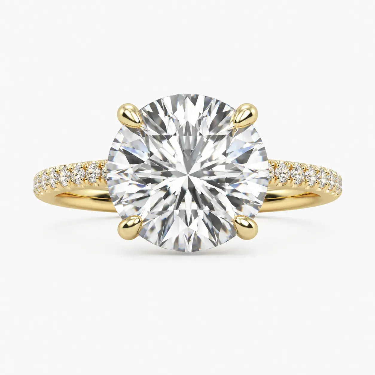 Engagement Ring 3.20 Carat TW Lab-grown Round Diamond | 14kt Yellow Gold