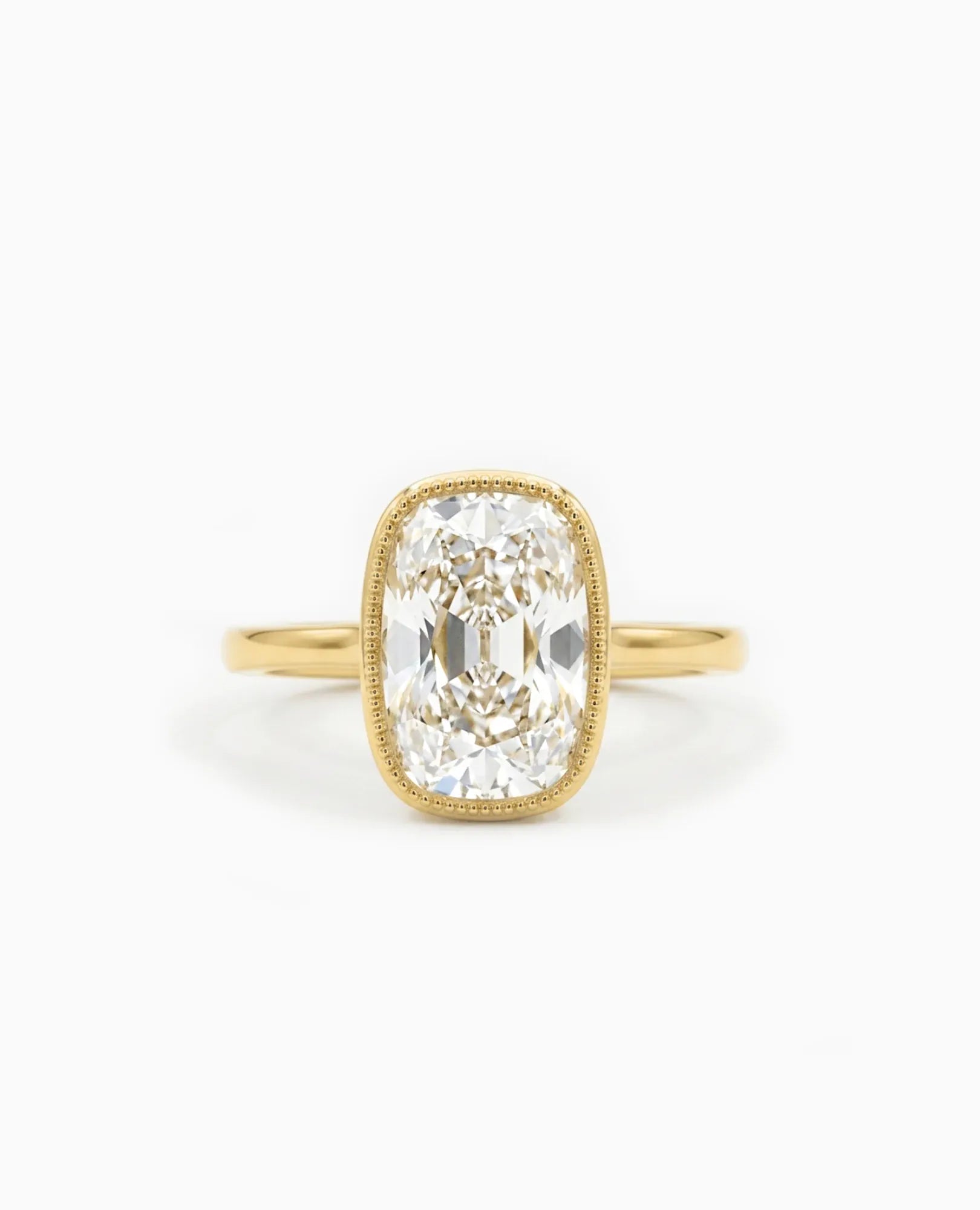 Engagement Ring 3.55 Carat TW Lab-grown Elongated Cushion Cut Diamond | 14kt Yellow Gold