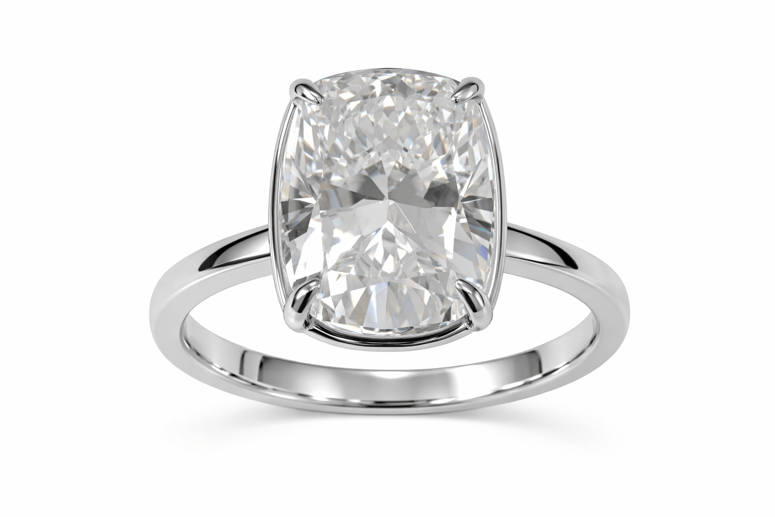 Engagement Ring 3.60 Carat Lab-grown Elongated Cushion Cut Diamond | 14kt White Gold