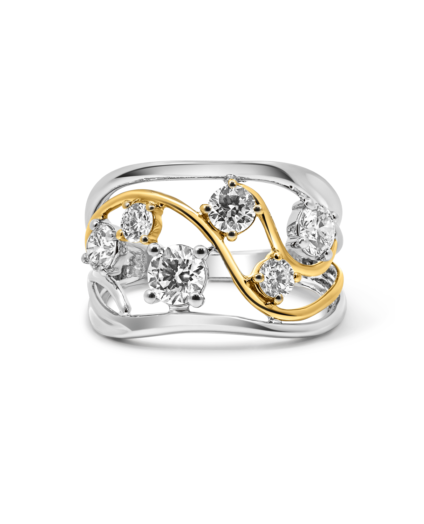 Fashion Ring 1.25 Carat TW Lab-grown Diamond | 14kt White & Yellow Gold