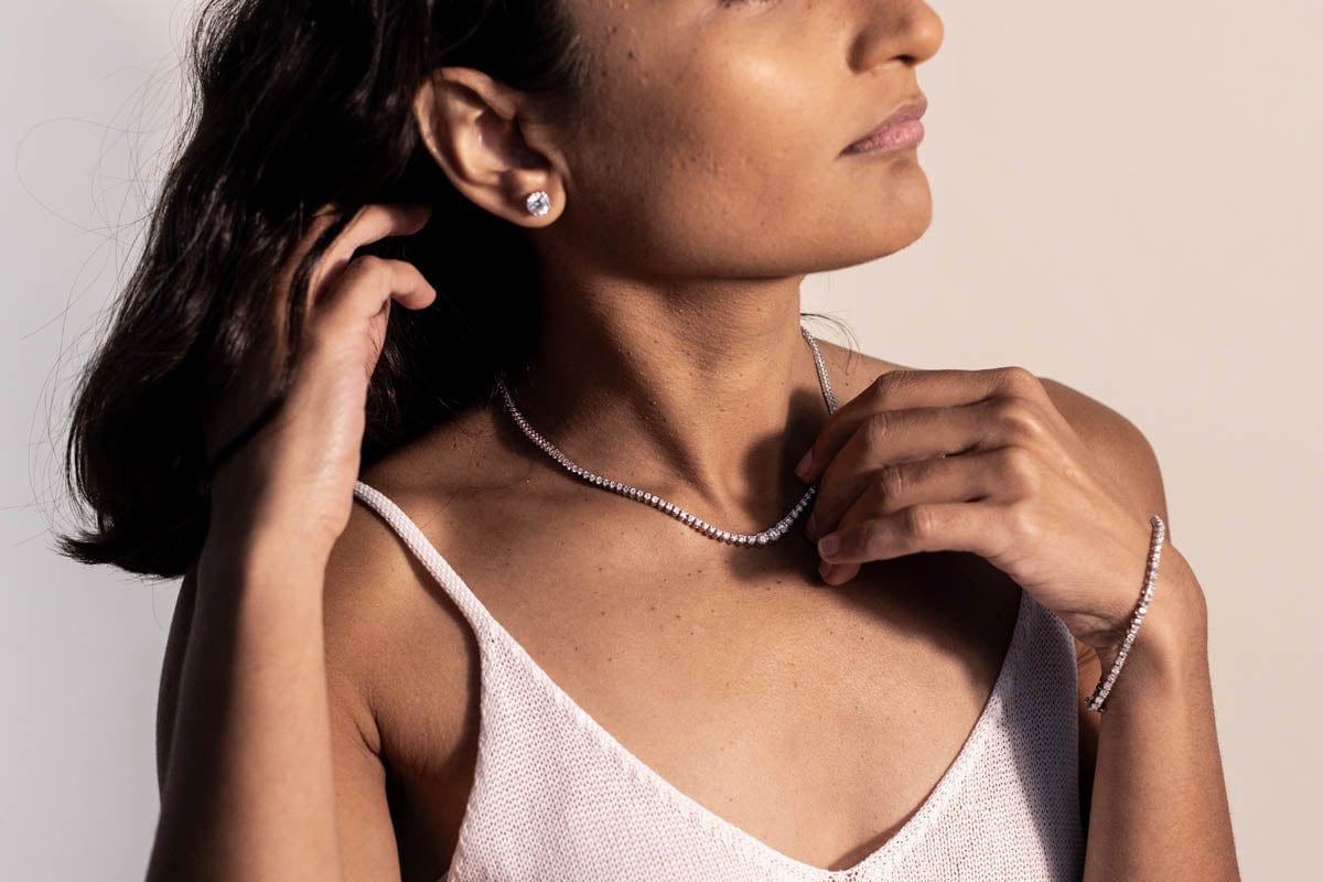 Graduated Tennis Necklace 7.00 Carat TW Lab-Grown Diamond | 14kt White Gold