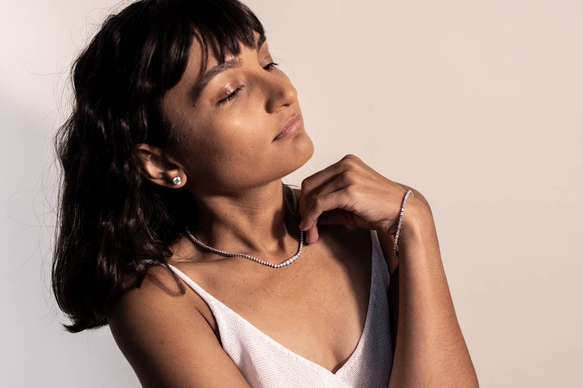 Graduated Tennis Necklace 7.00 Carat TW Lab-Grown Diamond | 14kt White Gold