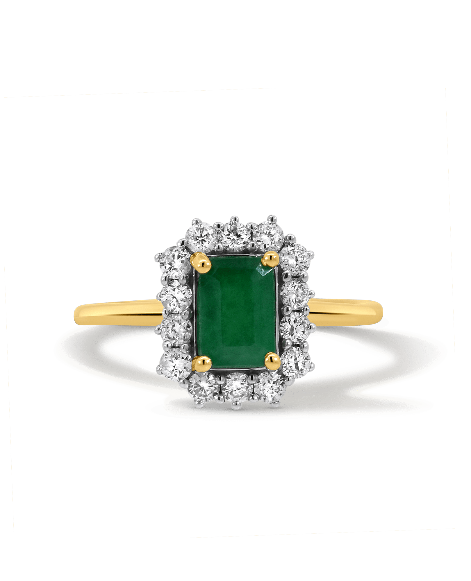 Halo Emerald Ring & .45 Carat TW Diamond | 14kt Yellow Gold