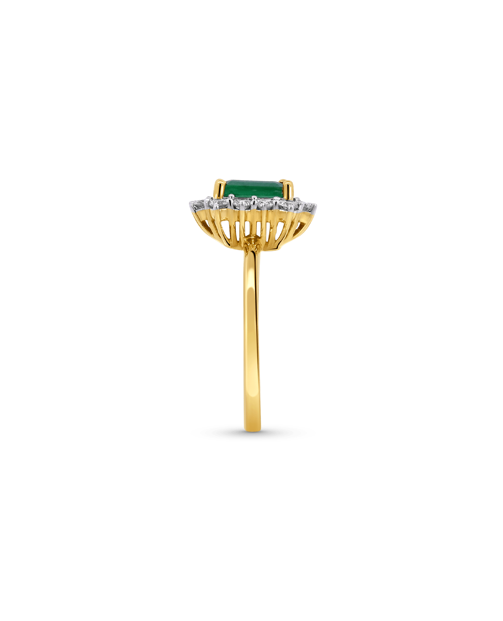Halo Emerald Ring & .45 Carat TW Diamond | 14kt Yellow Gold