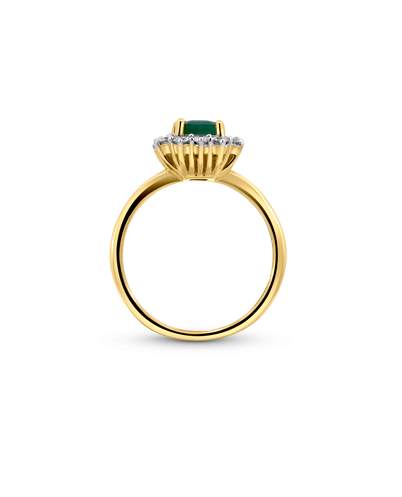 Halo Emerald Ring & .45 Carat TW Diamond | 14kt Yellow Gold