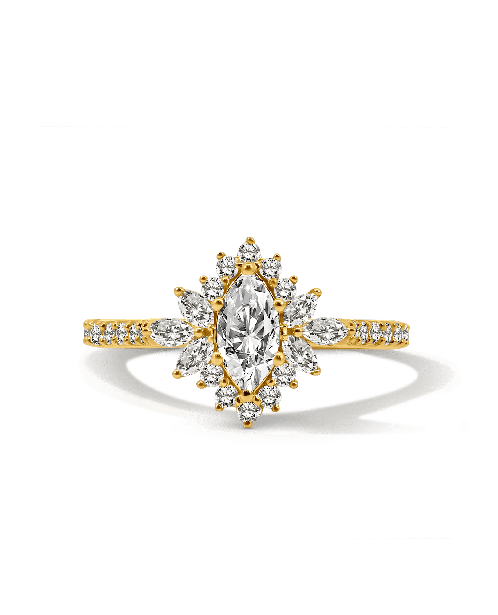 Halo Engagement Ring 1.12 Carat TW Marquise Diamond | 14kt Yellow Gold