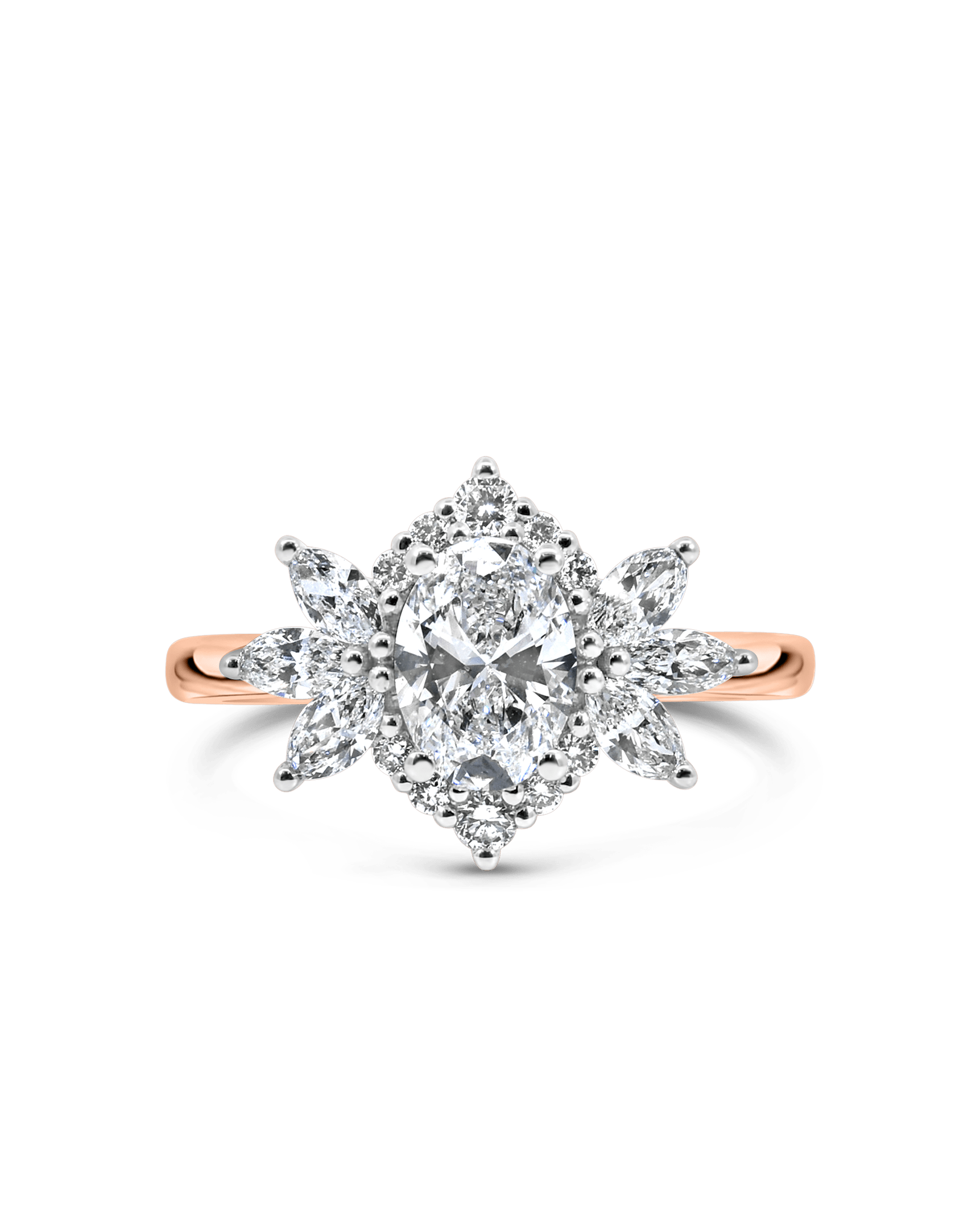 Halo Engagement Ring 1.63 Carat TW Lab-grown Oval Diamond | 14kt Rose Gold