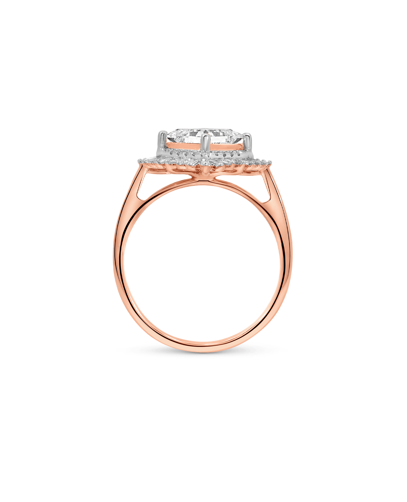 Halo Engagement Ring 1.87 Carat TW Lab-grown Princess Diamond | 14kt Rose Gold