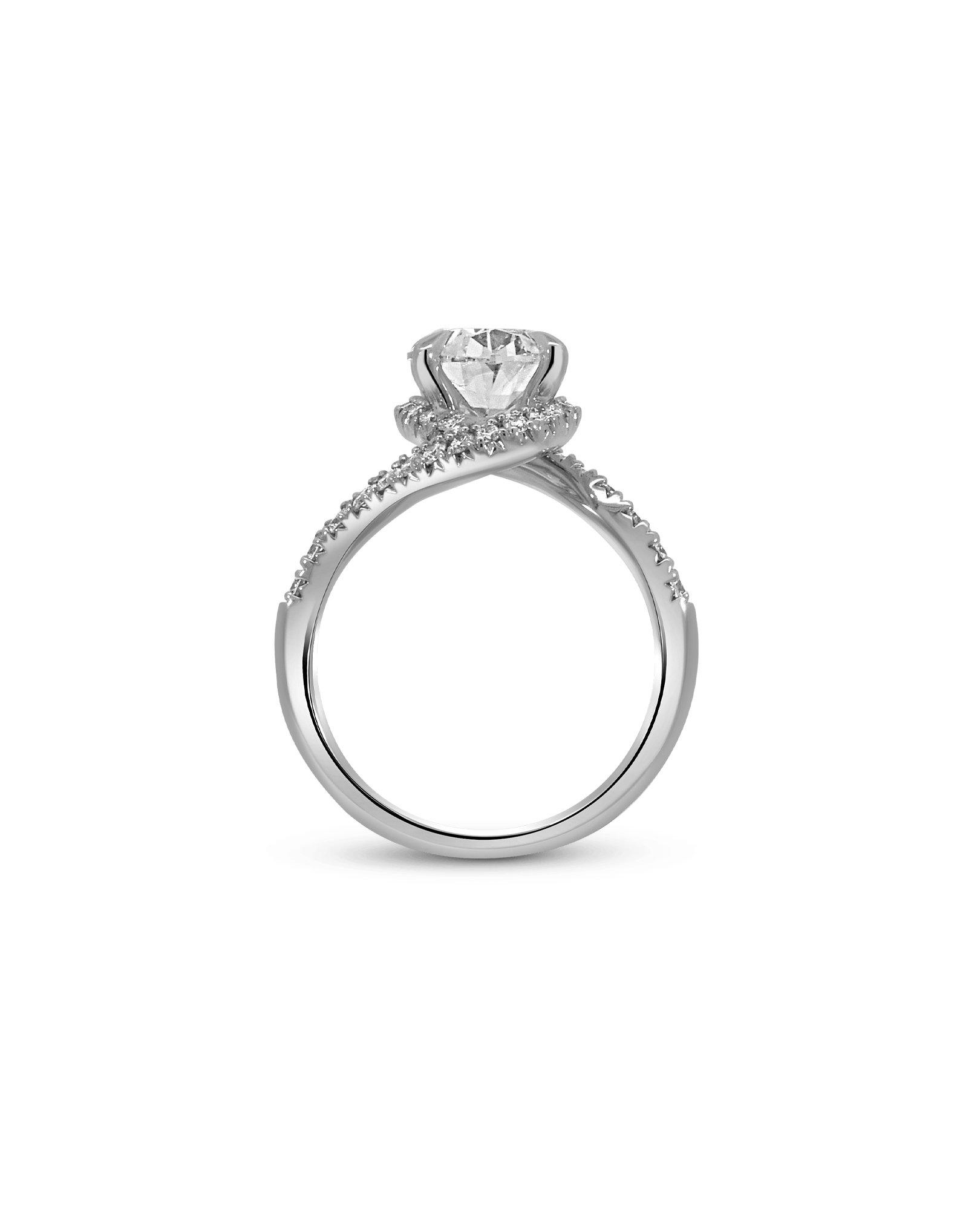 Halo Engagement Ring 3.46 Carat TW Lab-grown Oval & Round Brilliant Diamond | 14kt White Gold