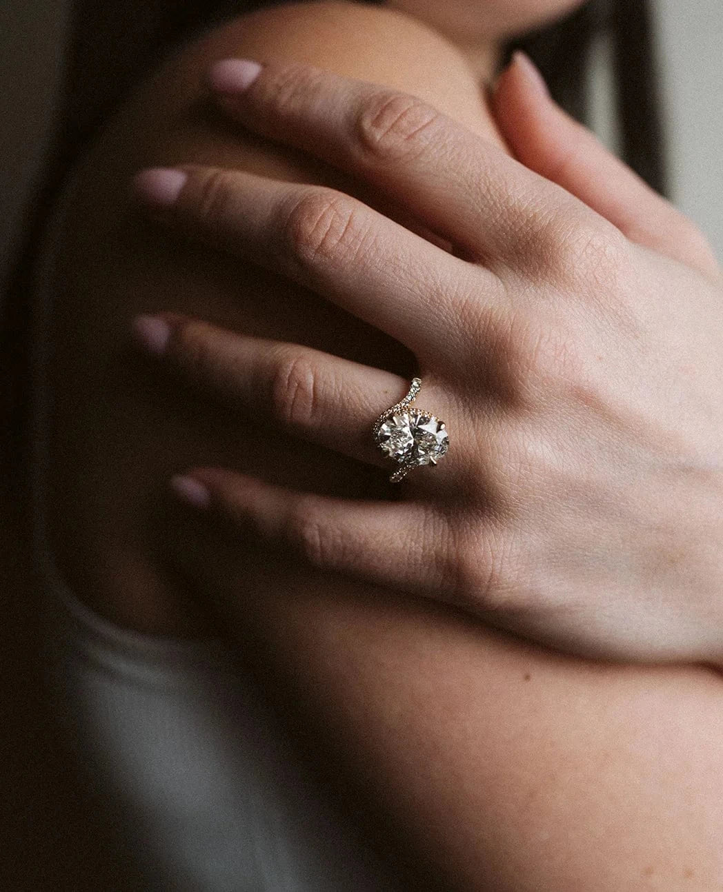 Halo Engagement Ring 4.49 Carat TW Lab-grown Oval & Round Brilliant Diamond | 14kt Yellow Gold