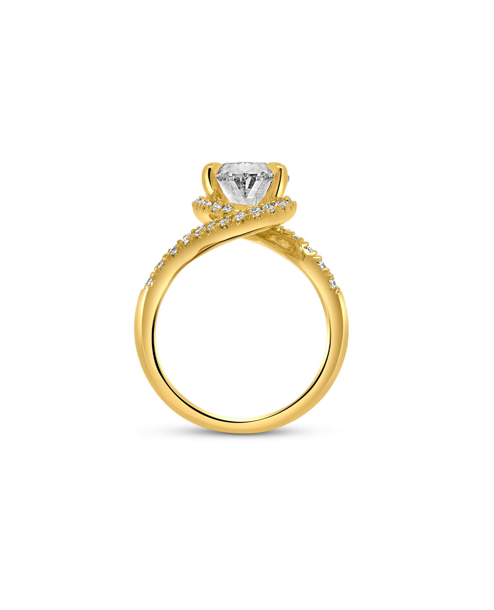 Halo Engagement Ring 4.49 Carat TW Lab-grown Oval & Round Brilliant Diamond | 14kt Yellow Gold