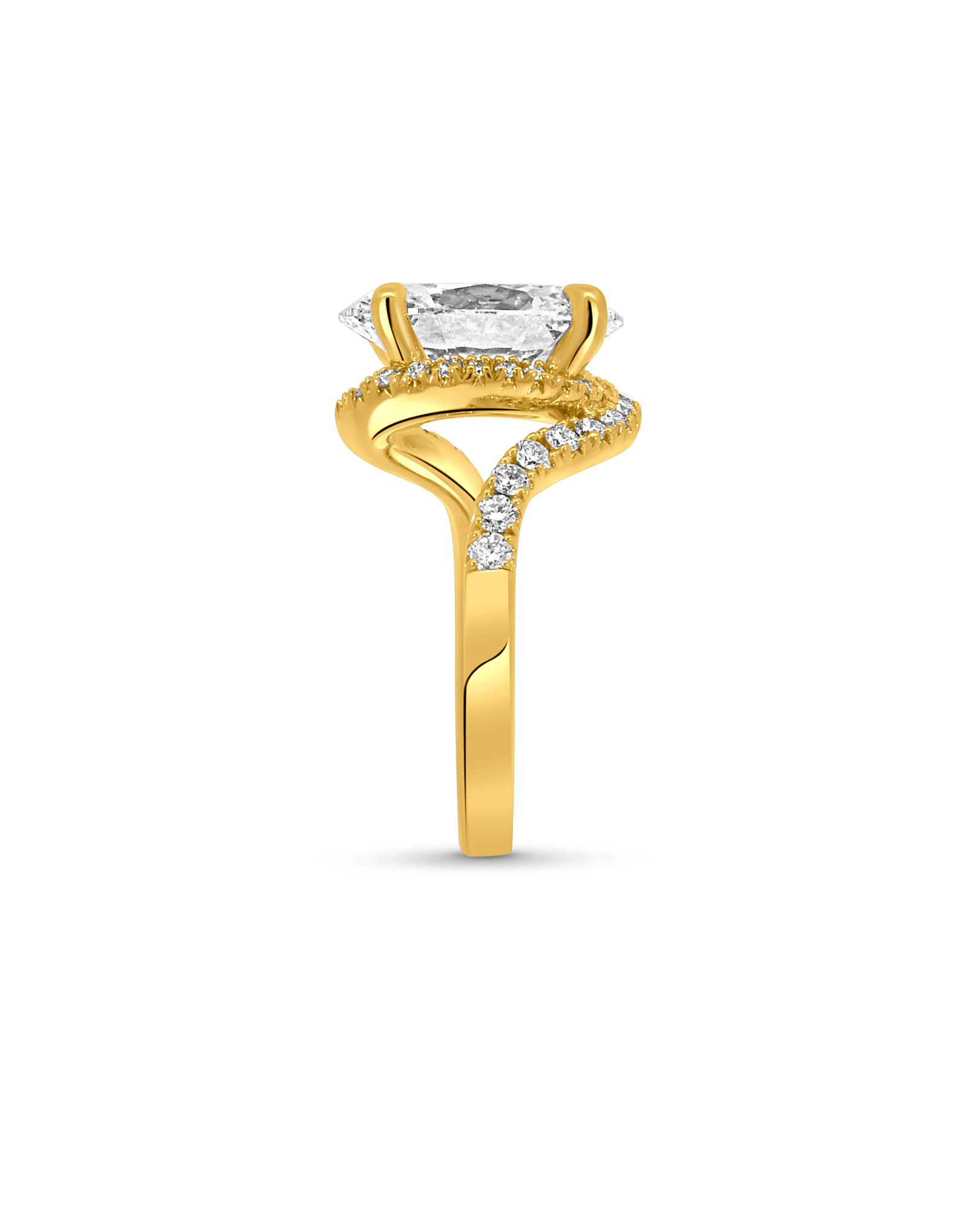 Halo Engagement Ring 4.49 Carat TW Lab-grown Oval & Round Brilliant Diamond | 14kt Yellow Gold