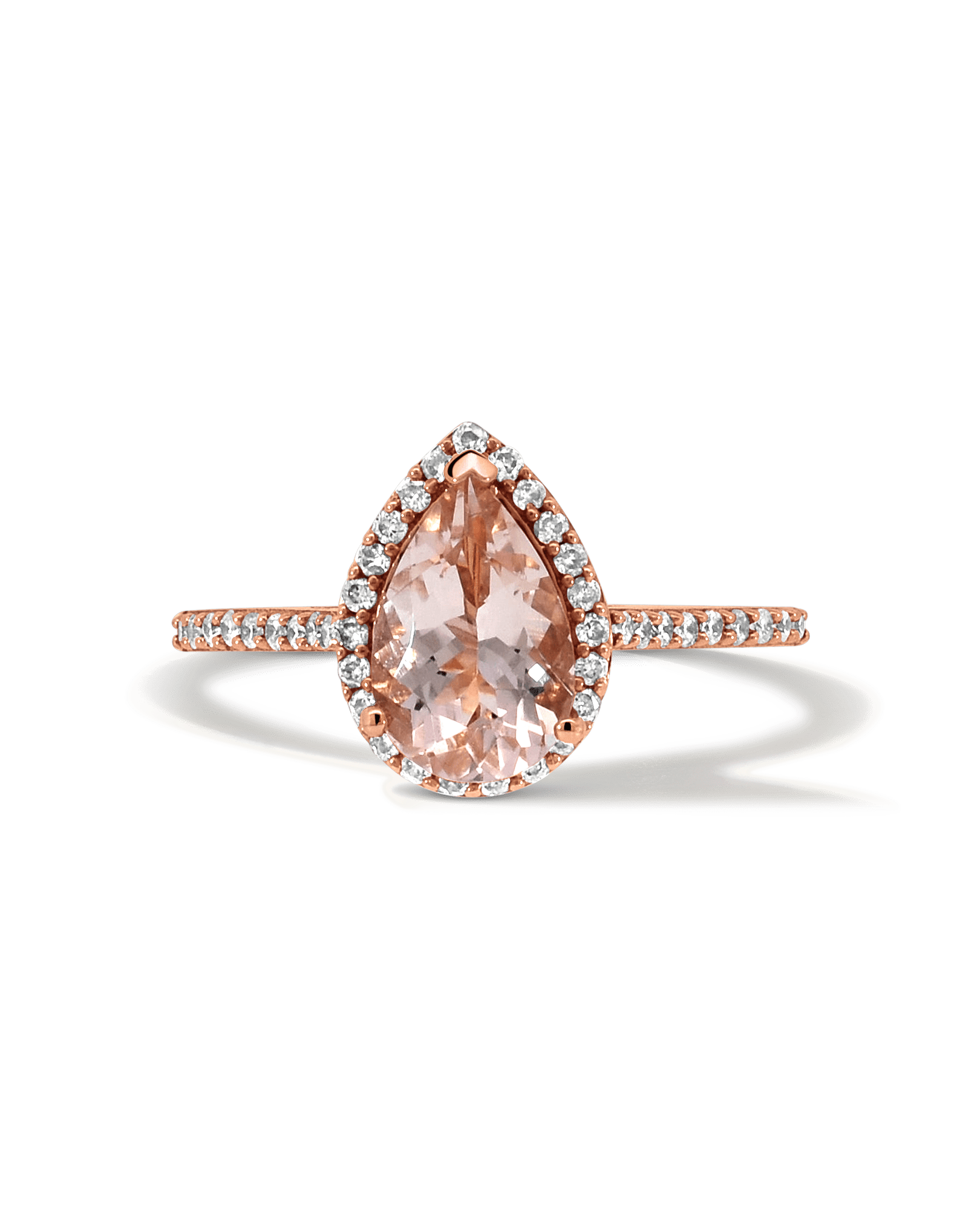 Halo Morganite Ring & .21 Carat TW Diamond | 14kt Rose Gold