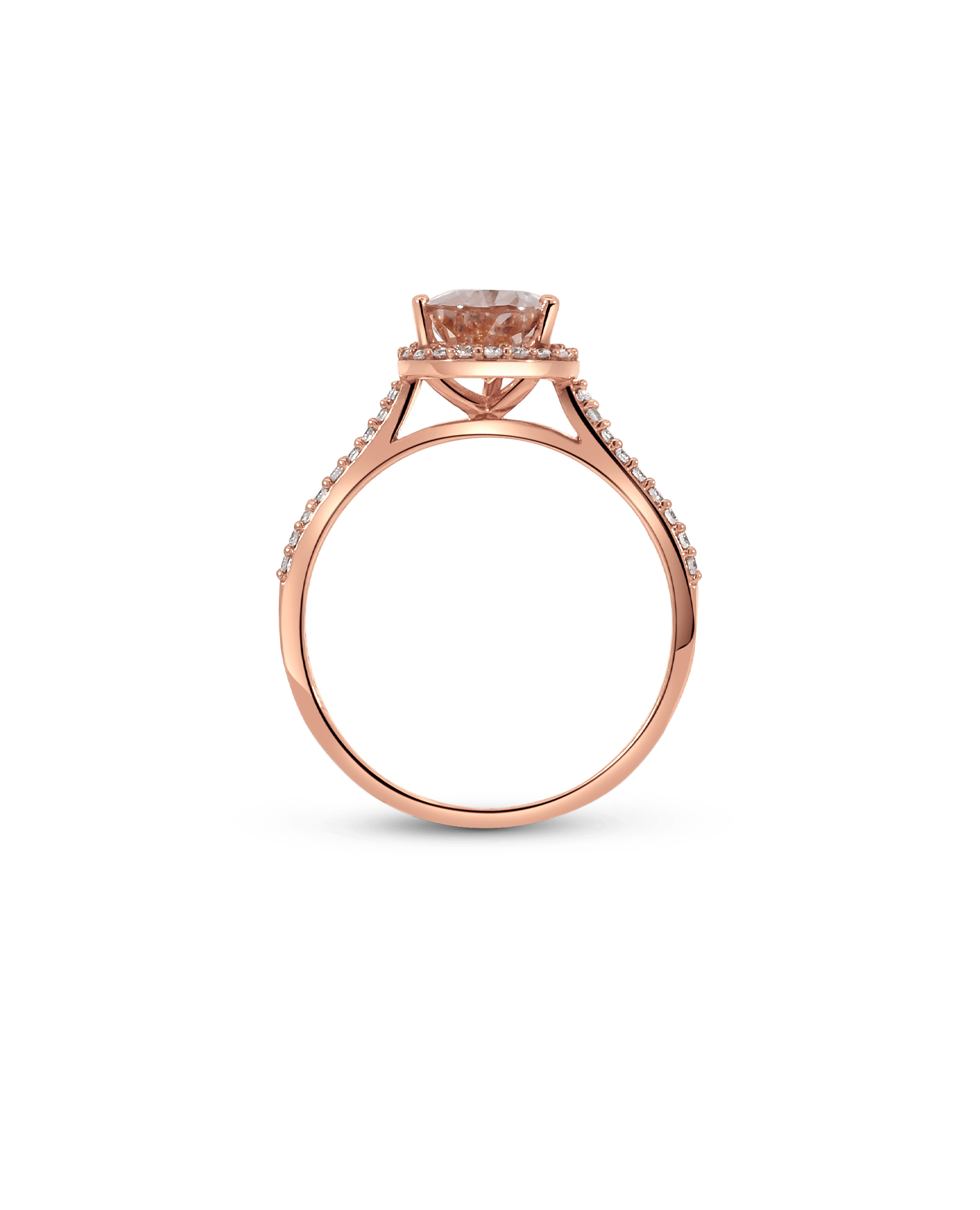 Halo Morganite Ring & .21 Carat TW Diamond | 14kt Rose Gold