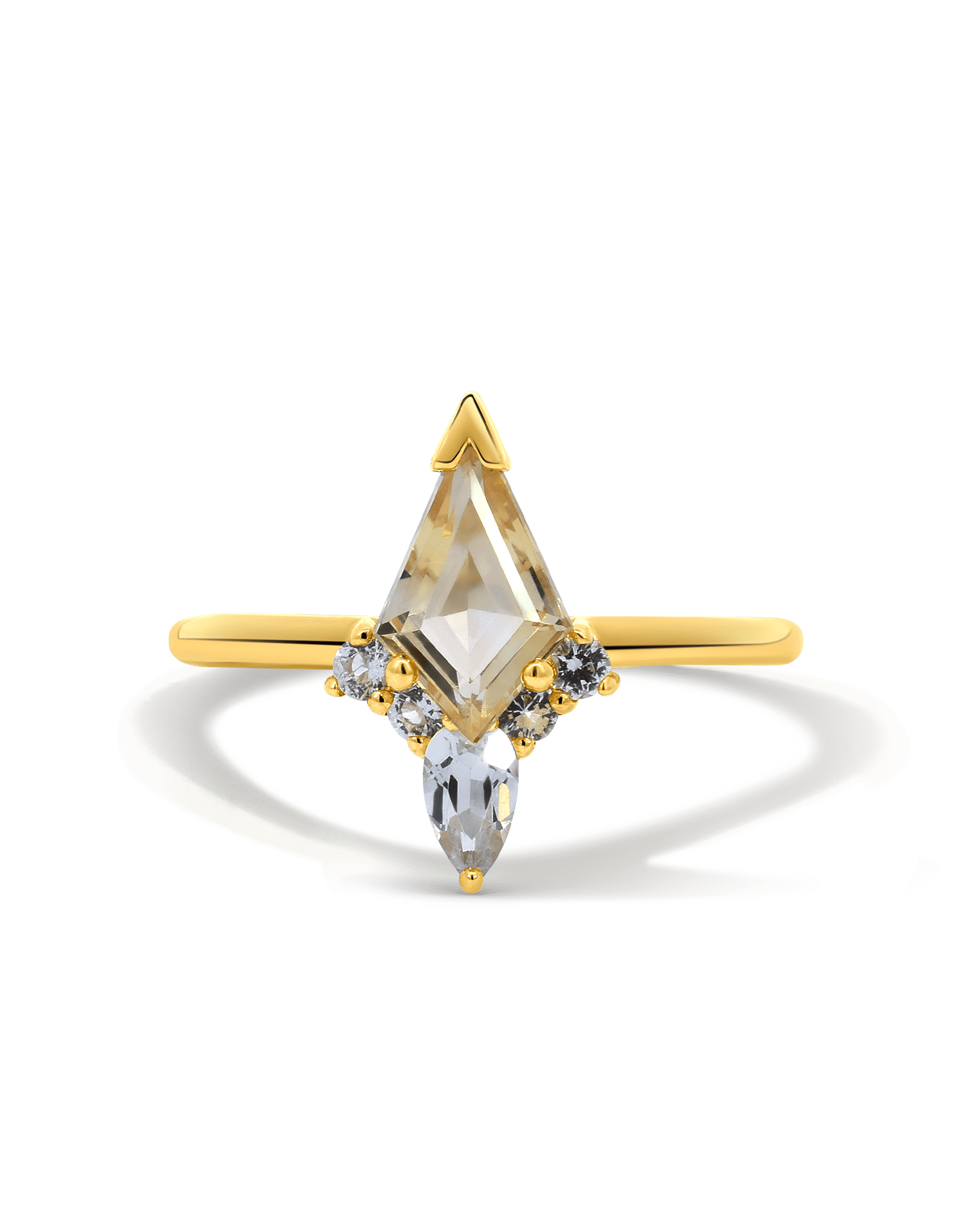 Honey Quartz & White Topaz Ring | 10kt Yellow Gold