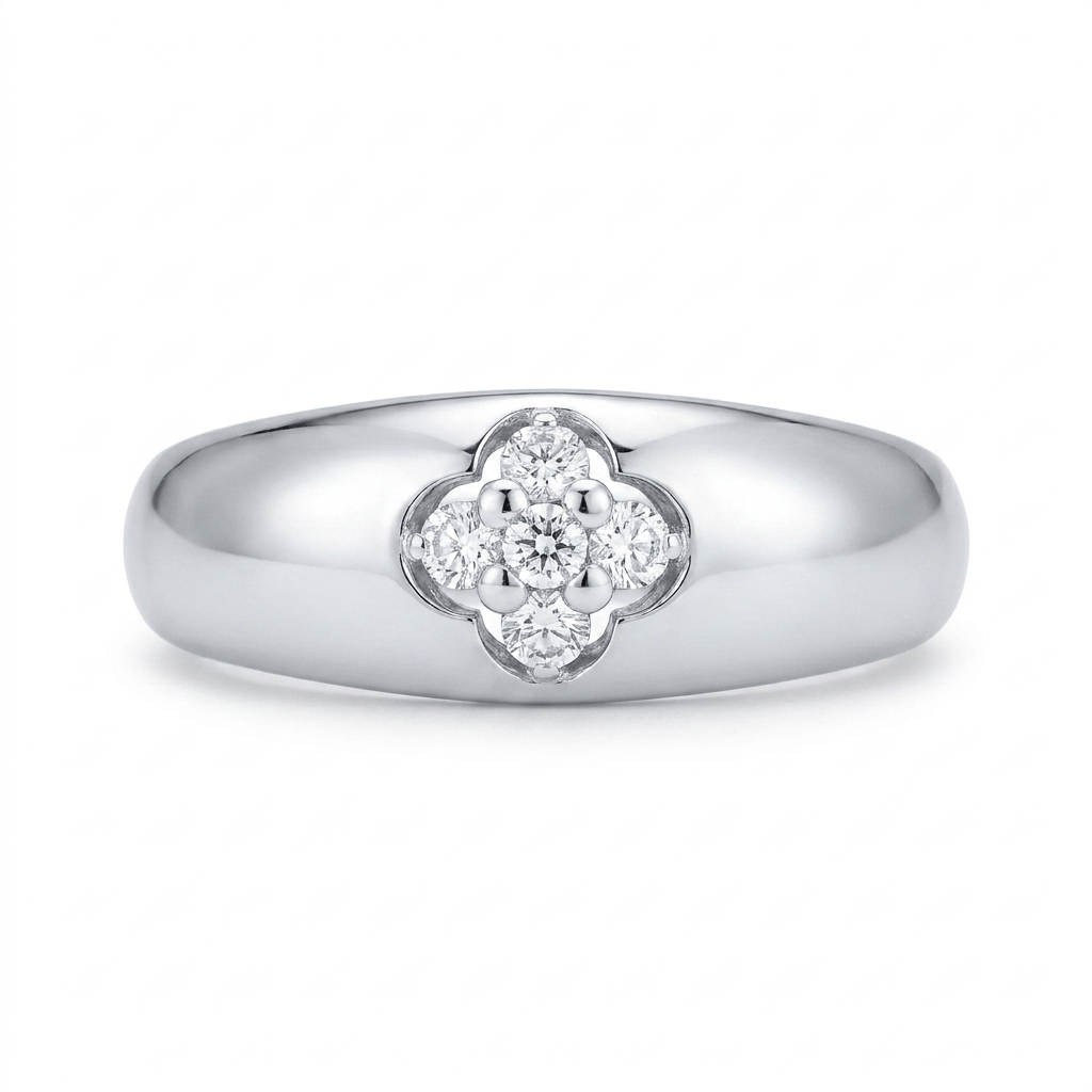 Mini Flower Dome Ring .10 Carat TW | 10kt White Gold