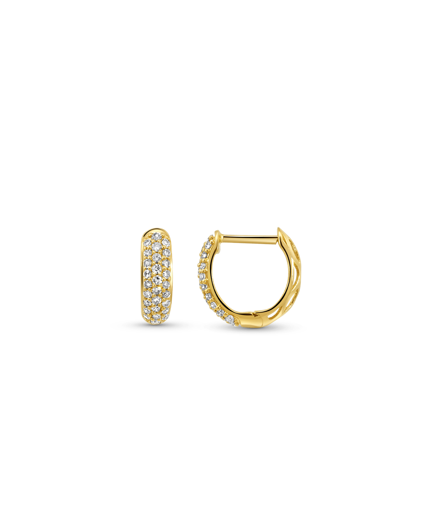 Mini Pave Earrings .25 Carat TW Diamonds | 14kt Yellow Gold