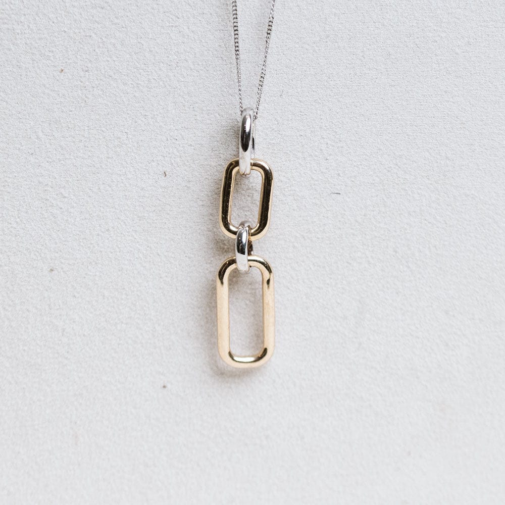 Paperclip Drop Pendant With Chain | 10KT Yellow/White Gold