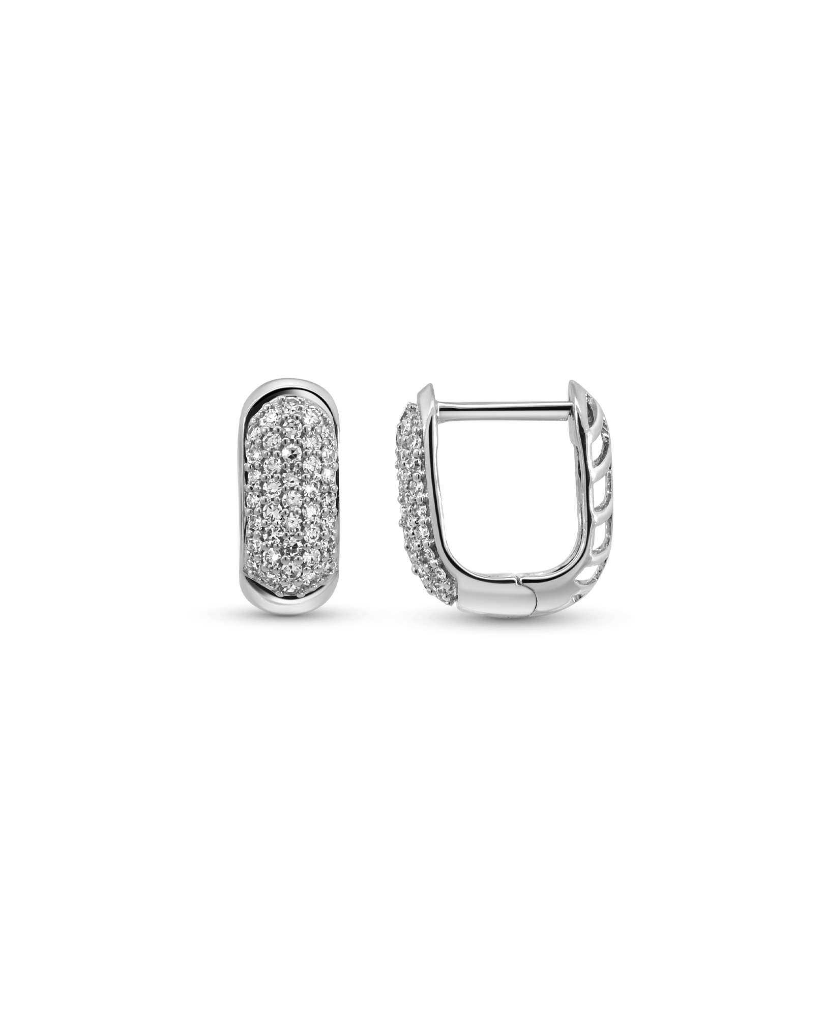 Pave Huggie Earrings .33 Carat TW Diamonds | 10kt White Gold