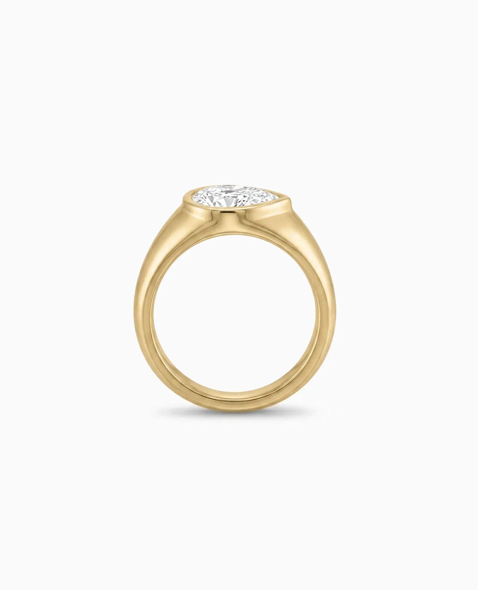 Pinky Ring 1.0 Carat TW Pear Shape Lab-grown Diamond | 14kt Yellow Gold