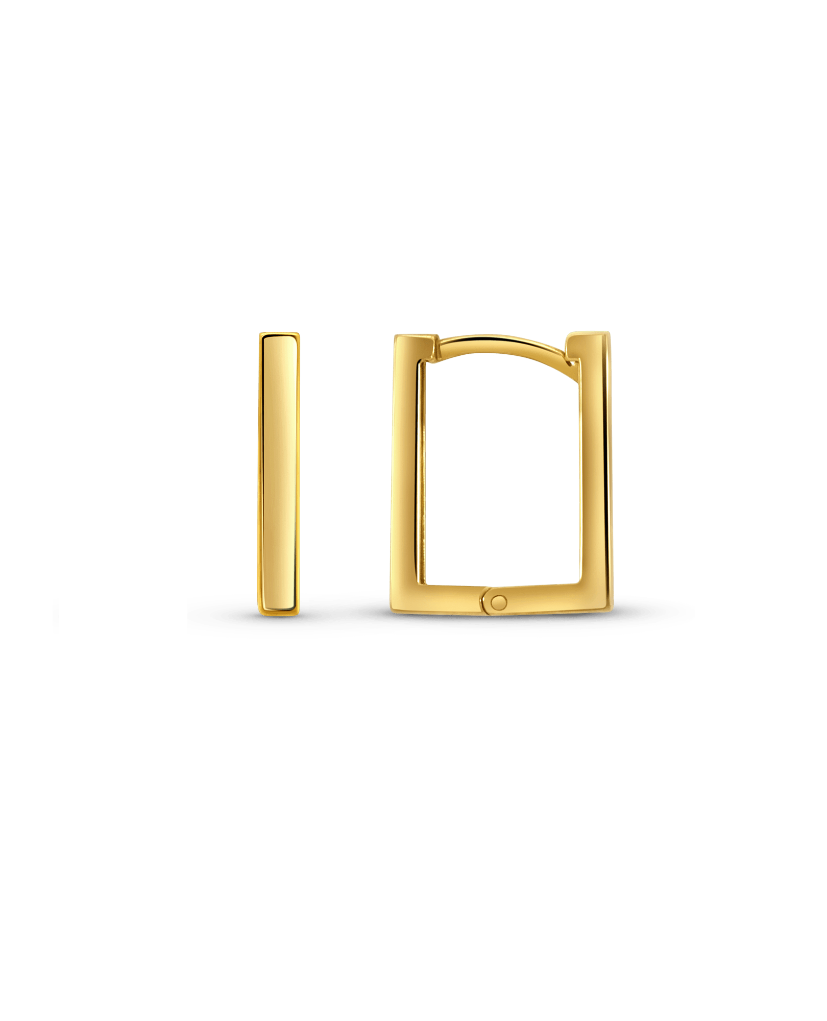 Rectangle Huggie Hoop Earrings | 10kt Yellow Gold