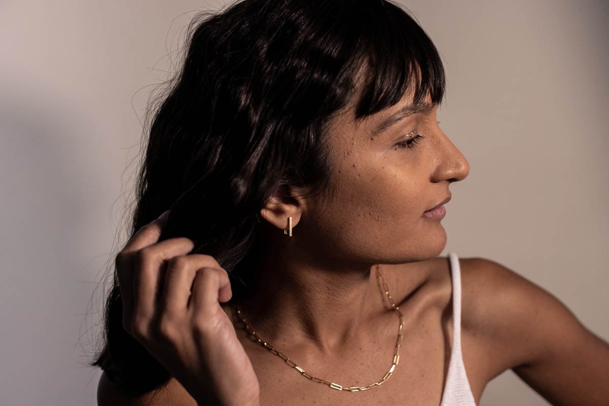 Rectangle Huggie Hoop Earrings | 10kt Yellow Gold