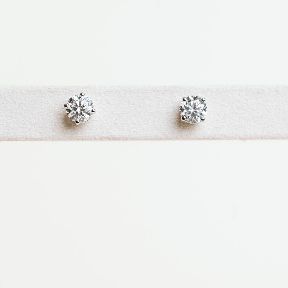 Round Earrings Lab Created 1.5 Carat TW Diamond | 14kt White Gold