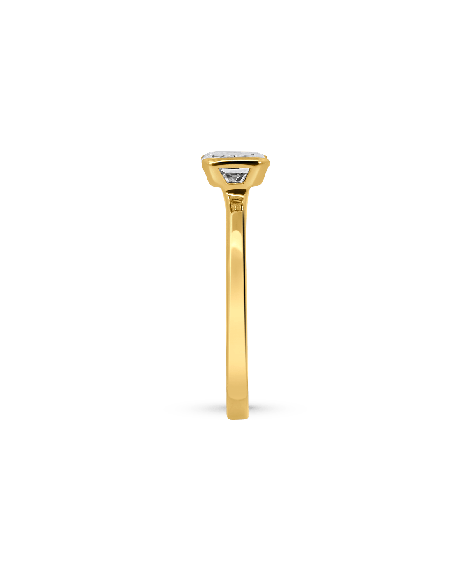 Semi- bezel Solitaire Engagement Ring 1.50 Carat Lab-grown Emerald Cut Diamond | 14kt Yellow Gold