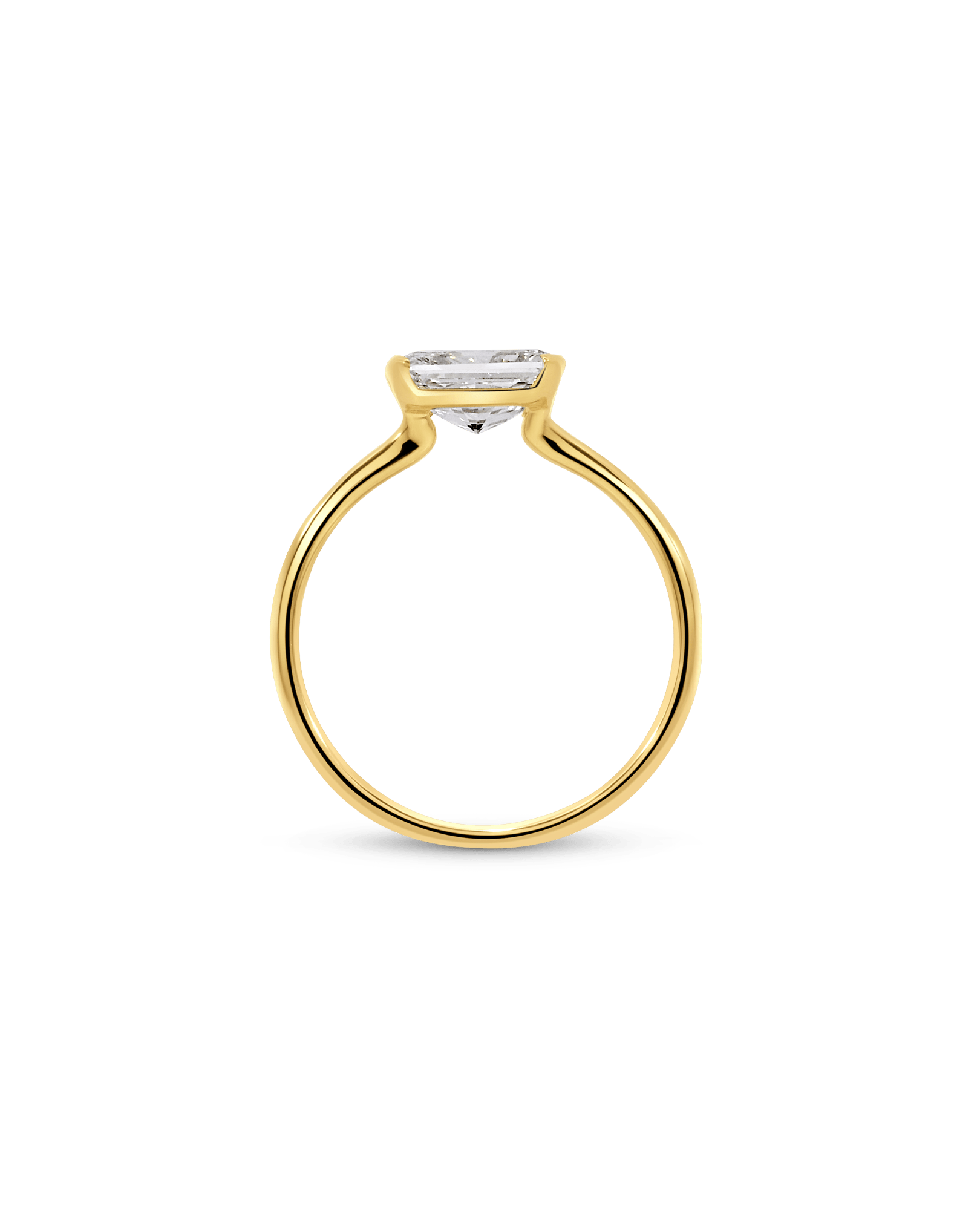 Semi- bezel Solitaire Engagement Ring 1.50 Carat Lab-grown Emerald Cut Diamond | 14kt Yellow Gold