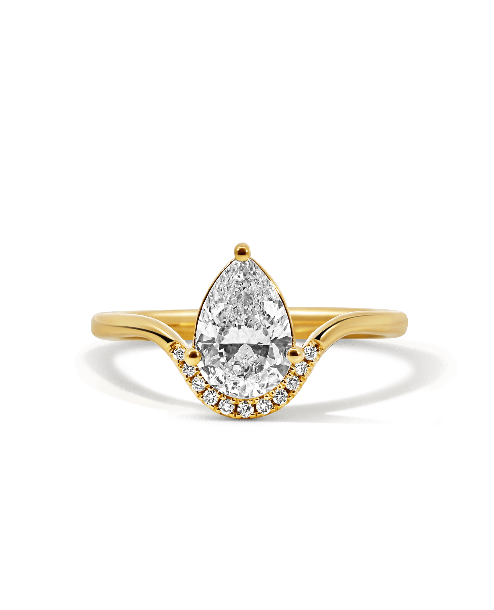 Semi-Halo Engagement Ring 2.30 Carat TW Lab-grown Pear Shaped Diamond | 14kt Yellow Gold