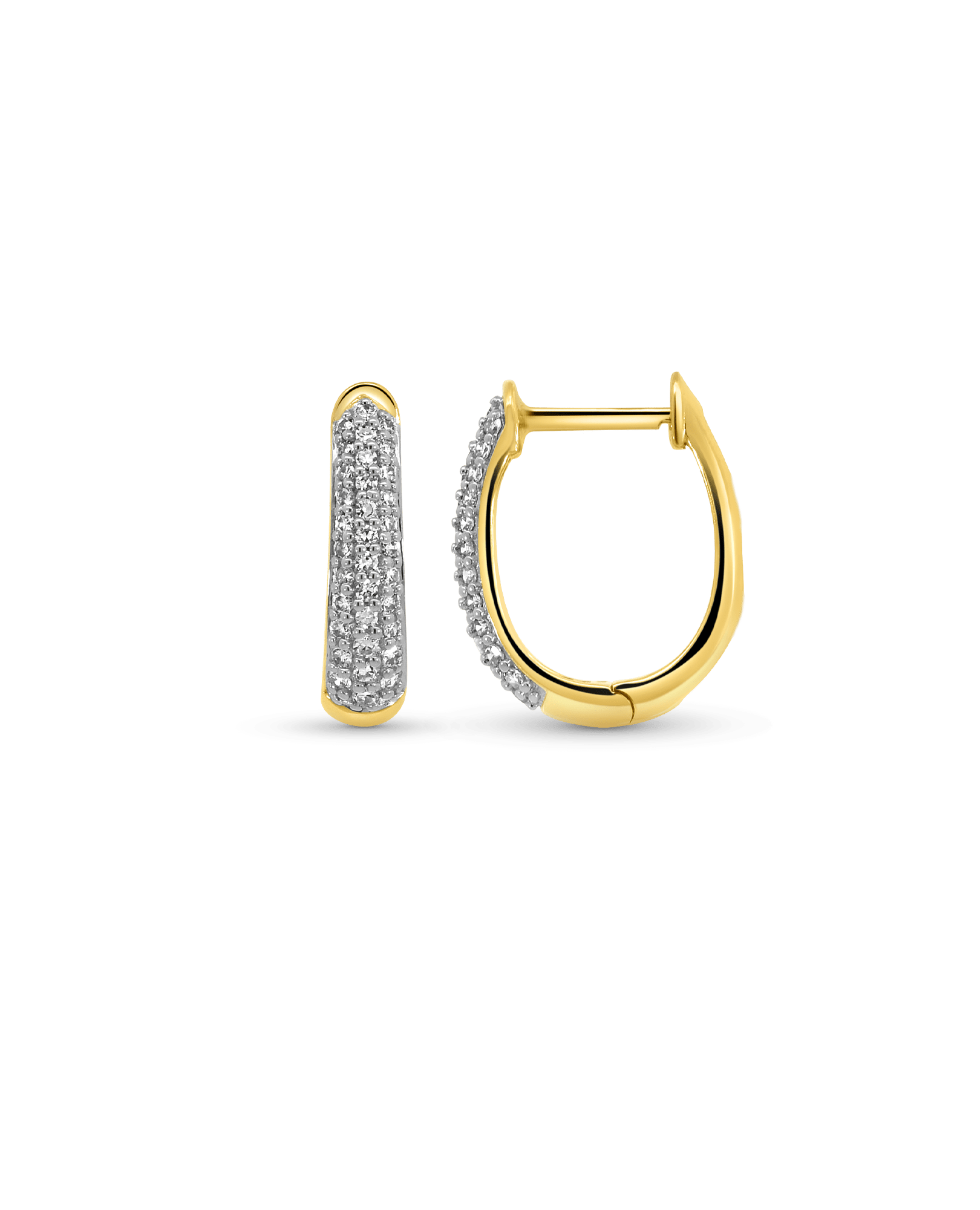 Slim Pave Huggie Earrings .33 Carat TW Diamonds | 14kt Yellow Gold