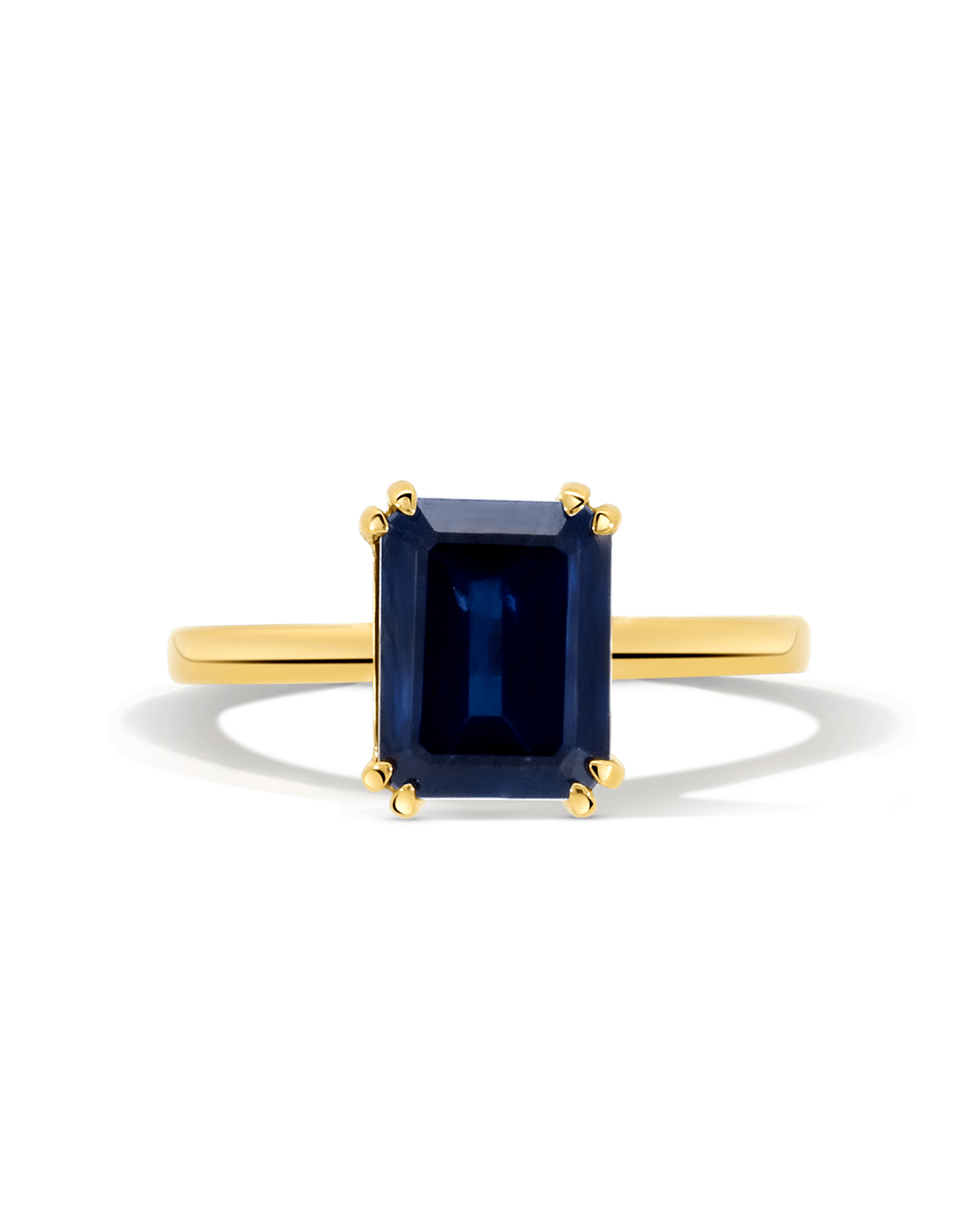 Solitaire Blue Sapphire Ring | 14kt Yellow Gold